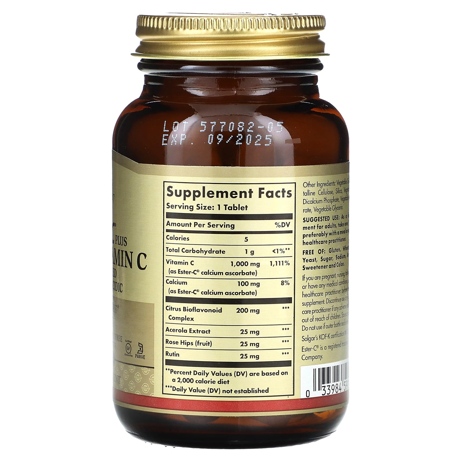 Solgar Ester-C Plus 1000 mg Vitamin C – 60 Tablets | Gentle on Stomach, Immune Support