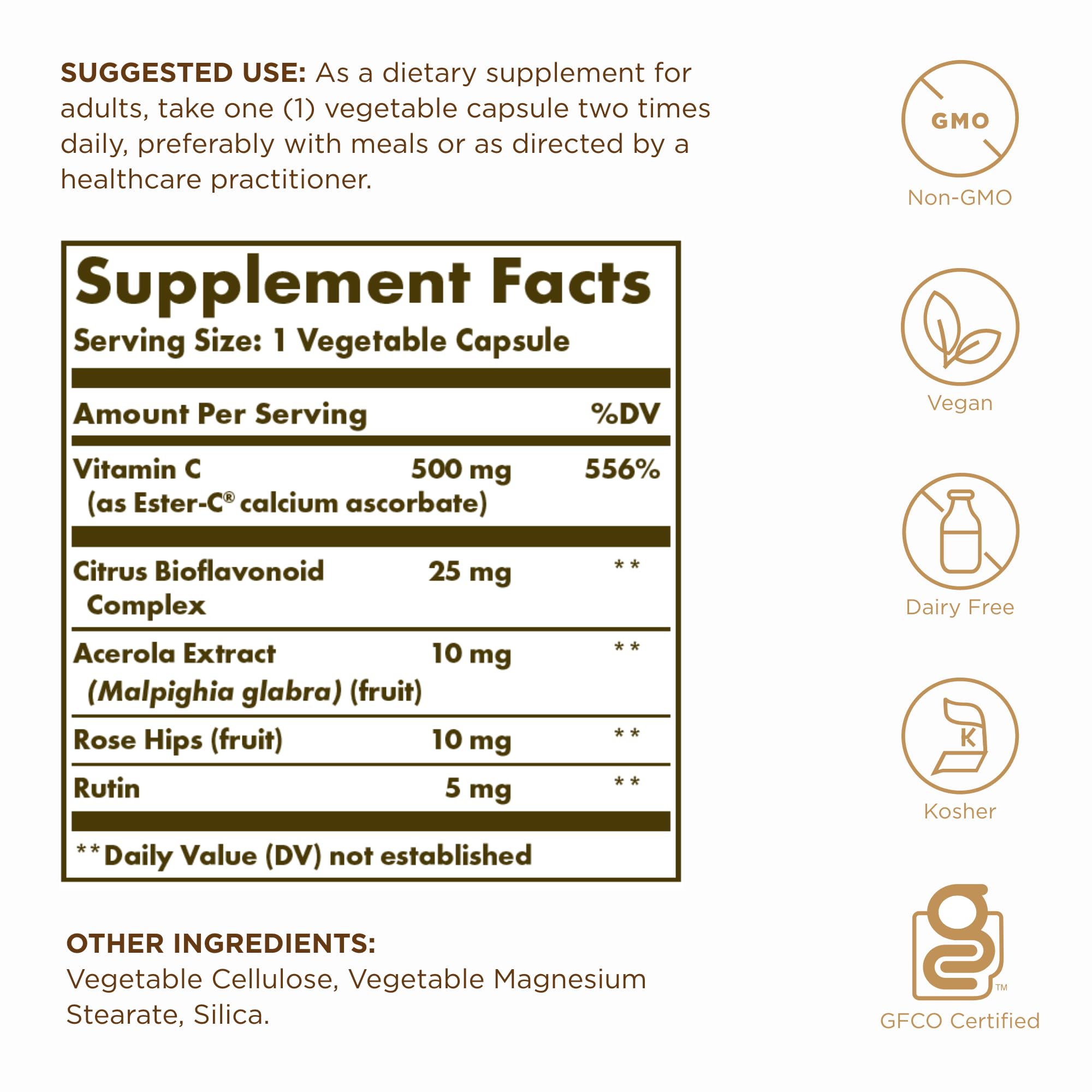 Solgar Ester-C Plus 500 mg Vitamin C – 200 Servings (2 x 100 Veg Capsules)