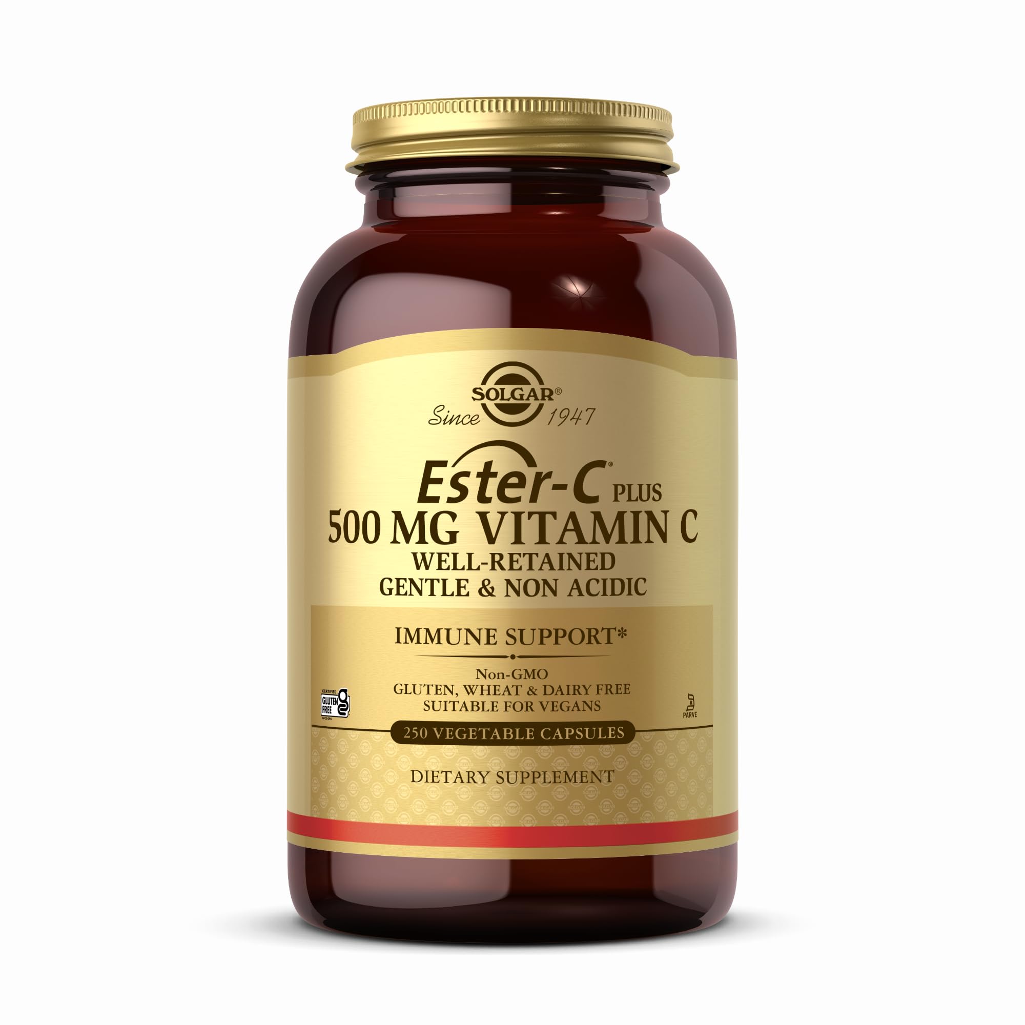 Solgar Ester-C Plus 500 mg Vitamin C – 250 Veg Capsules | Non-GMO, Vegan, Gluten Free