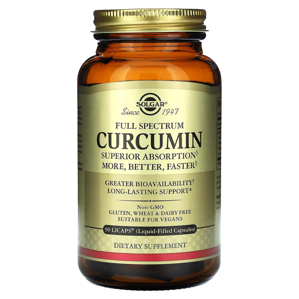 Solgar Full Spectrum Curcumin - 90 LiCaps | Superior Absorption, Brain, Joint & Immune Health | Non-GMO, Vegan, Gluten Free, Dairy Free