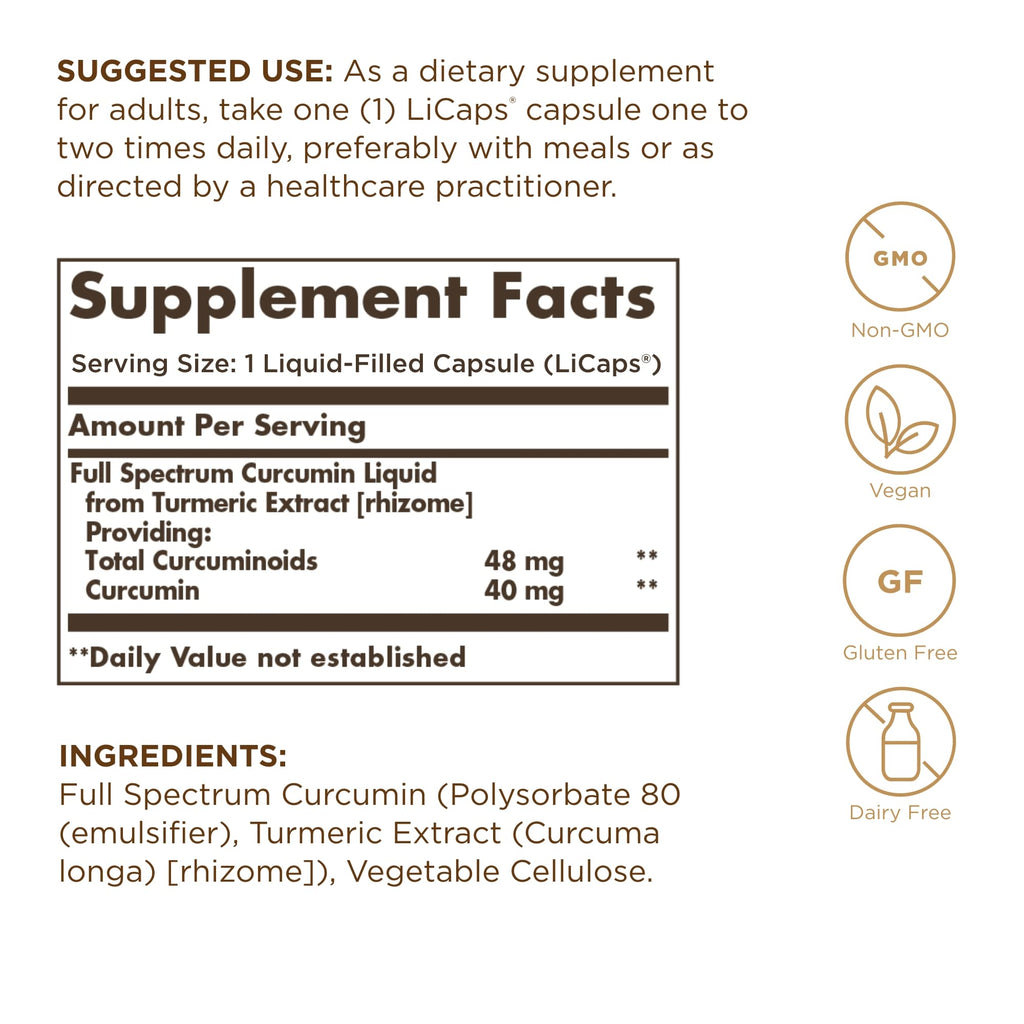 Solgar Full Spectrum Curcumin LiCaps - 30 Servings | Superior Absorption, Brain & Immune Health