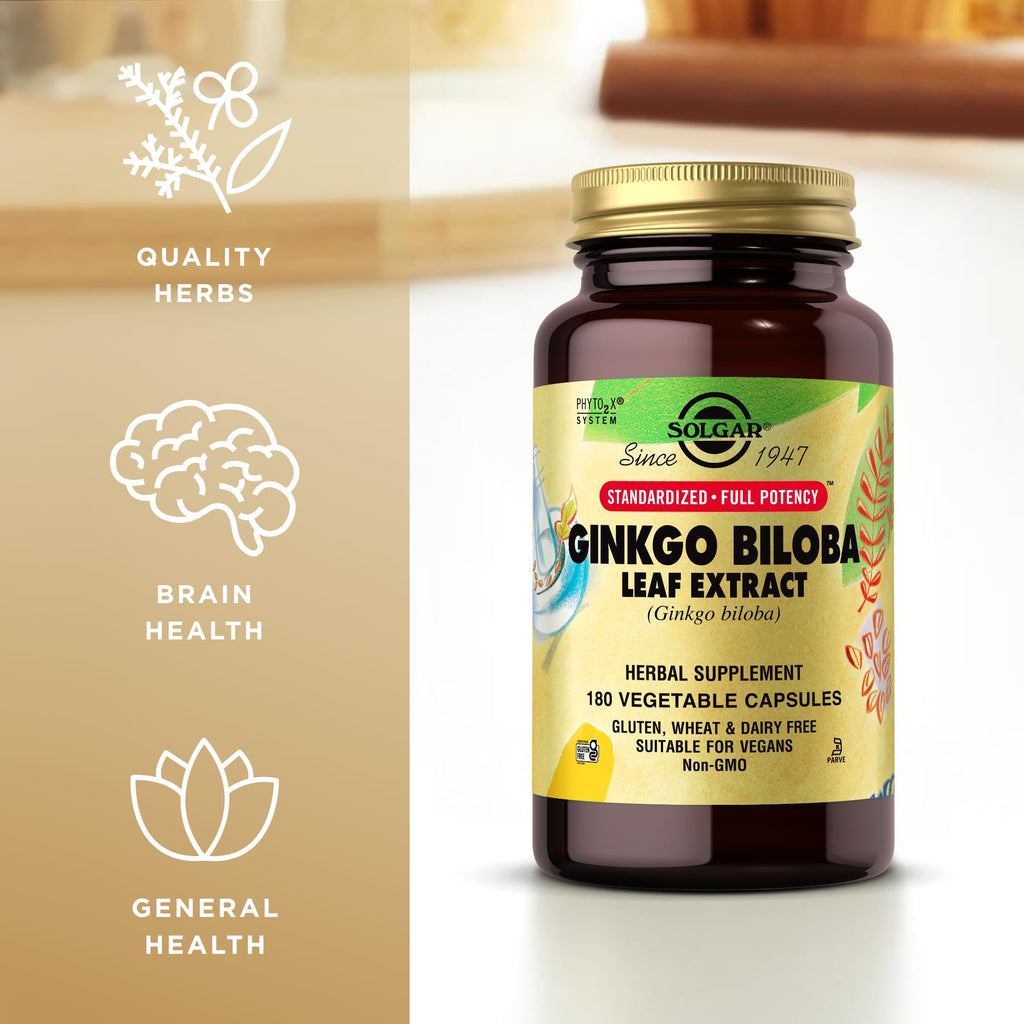 Solgar Ginkgo Biloba Leaf Extract - 180 Veg Caps | SFP, Non-GMO