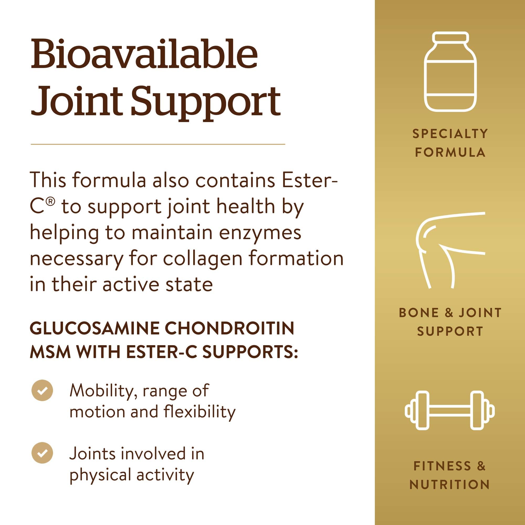 Solgar Glucosamine Chondroitin MSM Ester-C – 180 Tablets | Joint Support