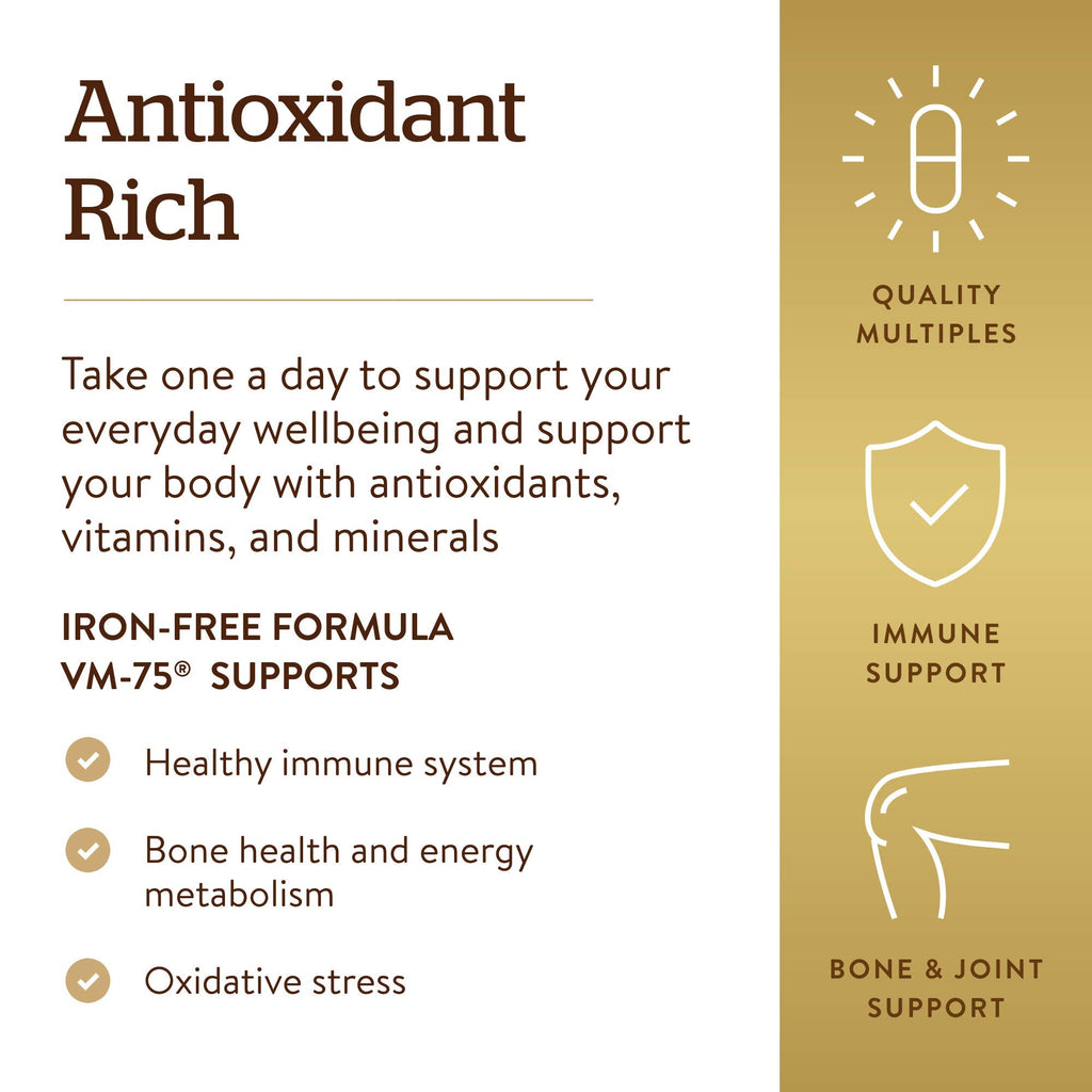 Solgar Iron-Free VM-75 Multivitamin – Chelated Minerals, Vegan, 90 Servings