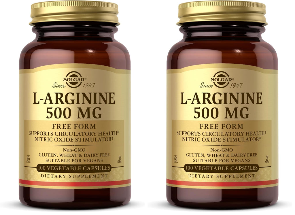 Solgar L-Arginine 500 mg - 100 Veg Capsules Pack of 2 | Nitric Oxide Stimulator, Non-GMO, Vegan, Gluten Free