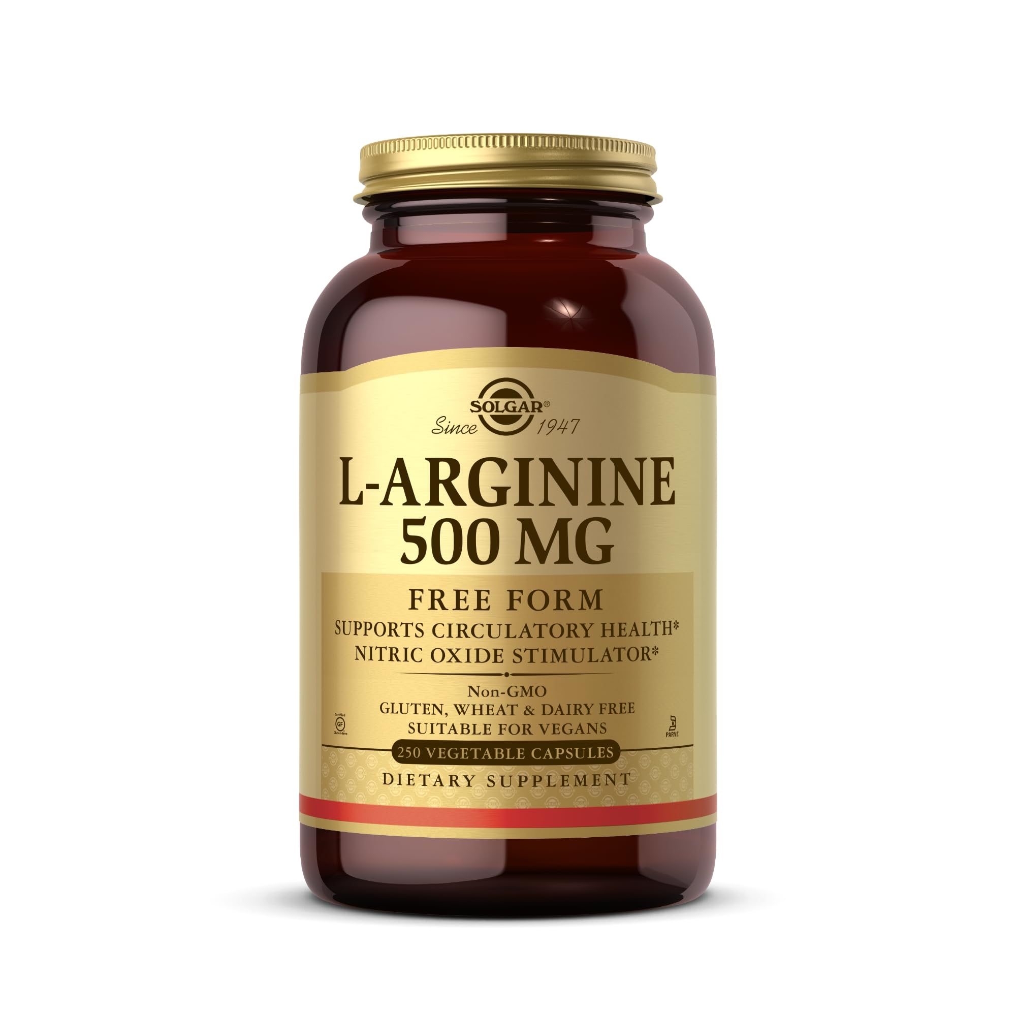 Solgar L-Arginine 500 mg – 250 Veg Capsules | Nitric Oxide Support