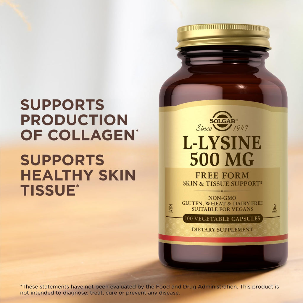Solgar L-Lysine 500 mg - 300 Servings | Vegan, Non-GMO | Skin Support