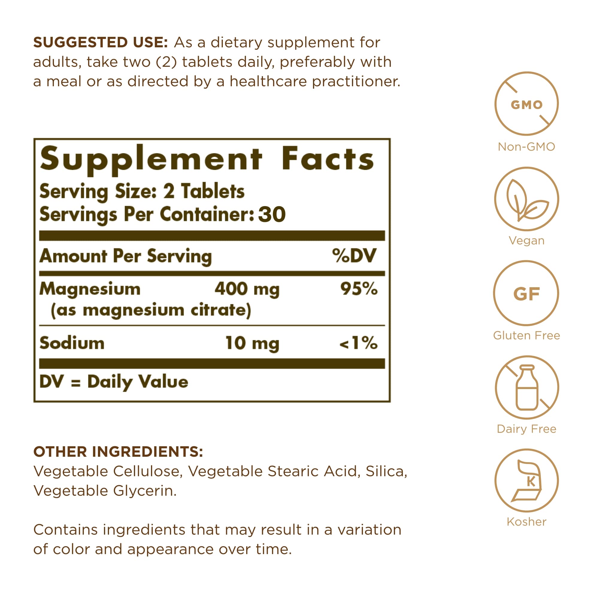 Solgar Magnesium Citrate 60 Tablets | Nerve and Muscle Support