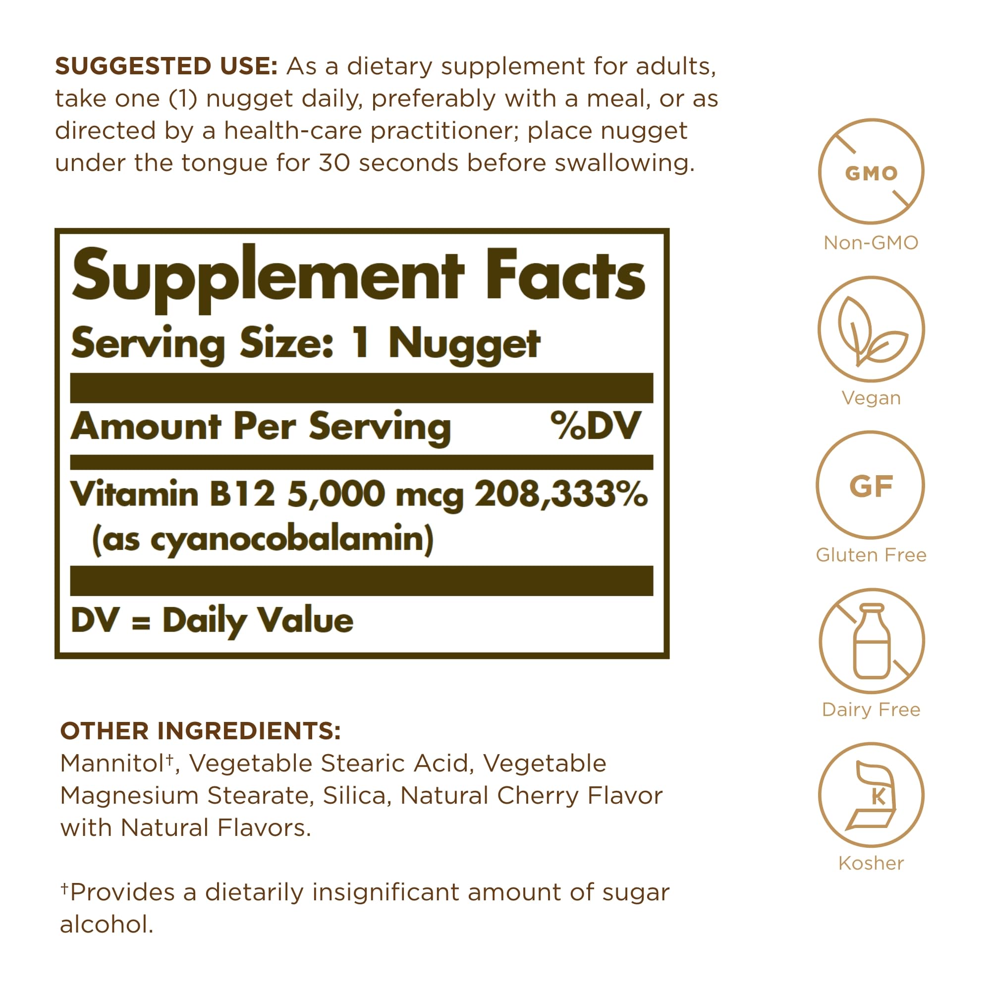 Solgar Megasorb Vitamin B12 5000 mcg – 30 Nuggets | Vegan, Non-GMO