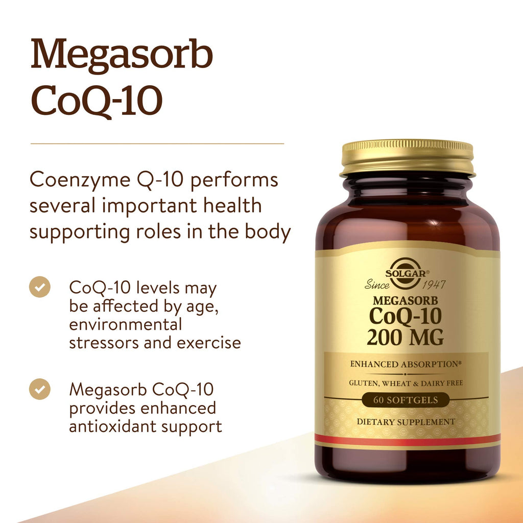 Solgar Megasorb CoQ-10 200 mg – 60 Softgels | Heart & Brain Support
