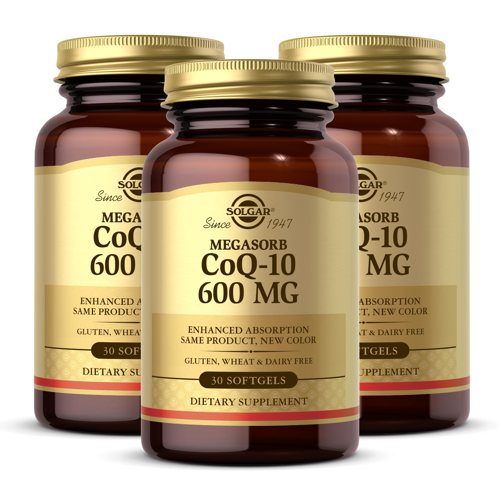 Solgar Megasorb CoQ-10 600 mg | 30 Softgels (Pack of 3) – Enhanced Absorption, Gluten Free, Dairy Free | 90 Servings