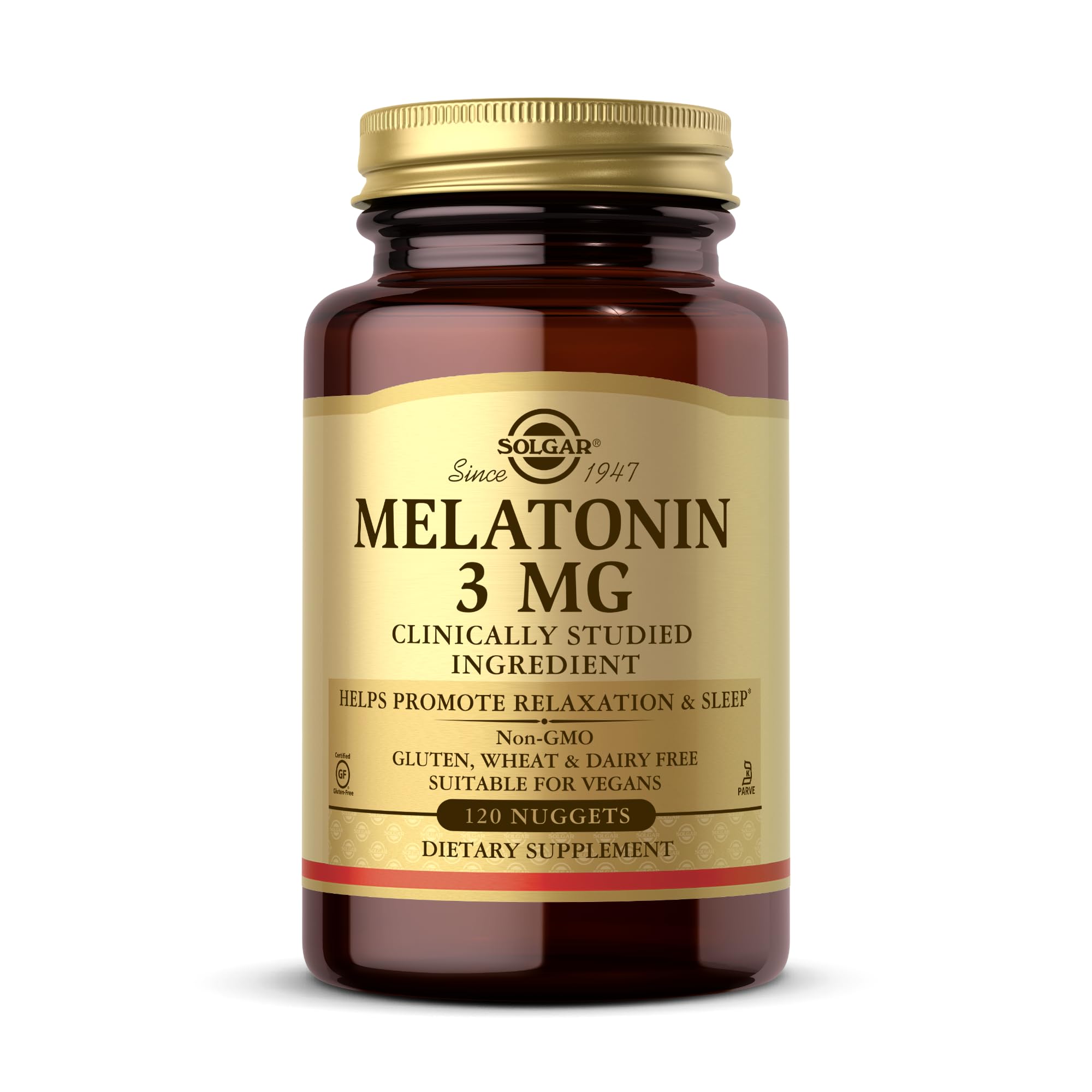 Solgar Melatonin 3 mg - 120 Nuggets | Sleep Support, Vegan & Non-GMO