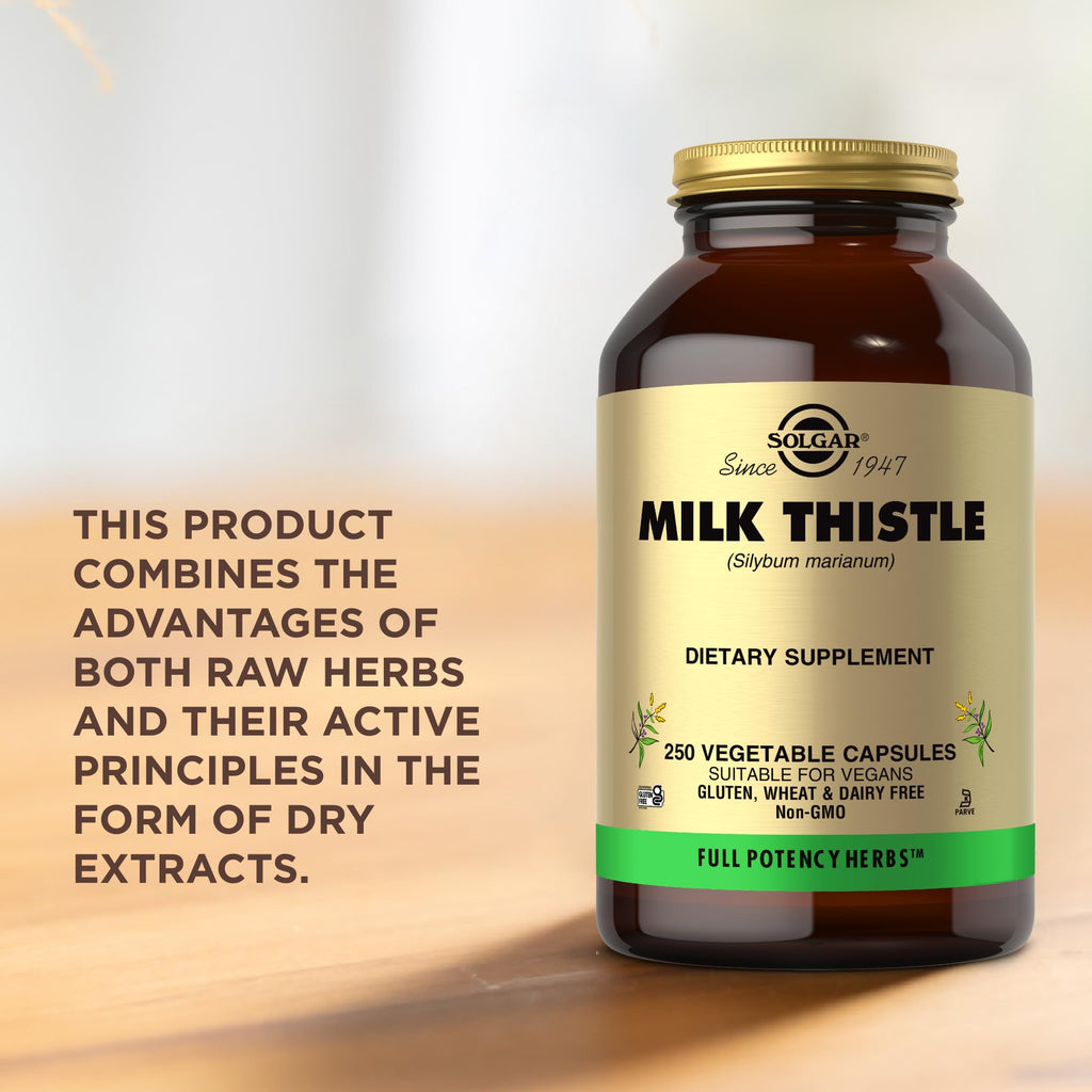 Solgar Milk Thistle - 250 Vegetable Capsules - Full Potency (FP) - Non-GMO, Vegan, Gluten Free, Dairy Free, Kosher - 250 Servings