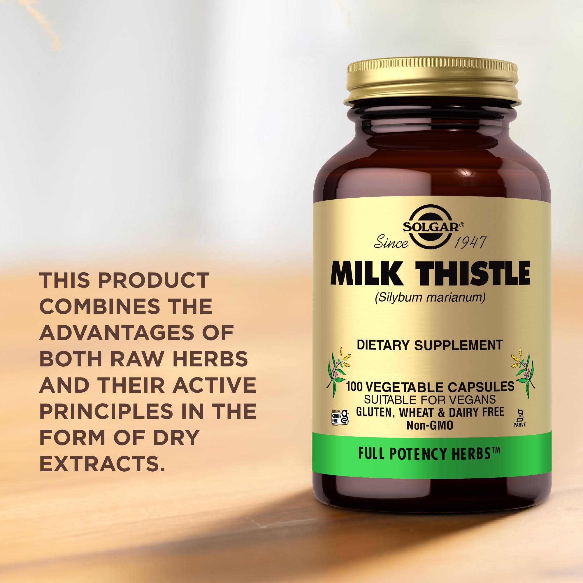 Solgar Milk Thistle - 100 Vegetable Capsules (Full Potency FP) - Non-GMO, Vegan, Gluten Free, Dairy Free, Kosher - 100 Servings