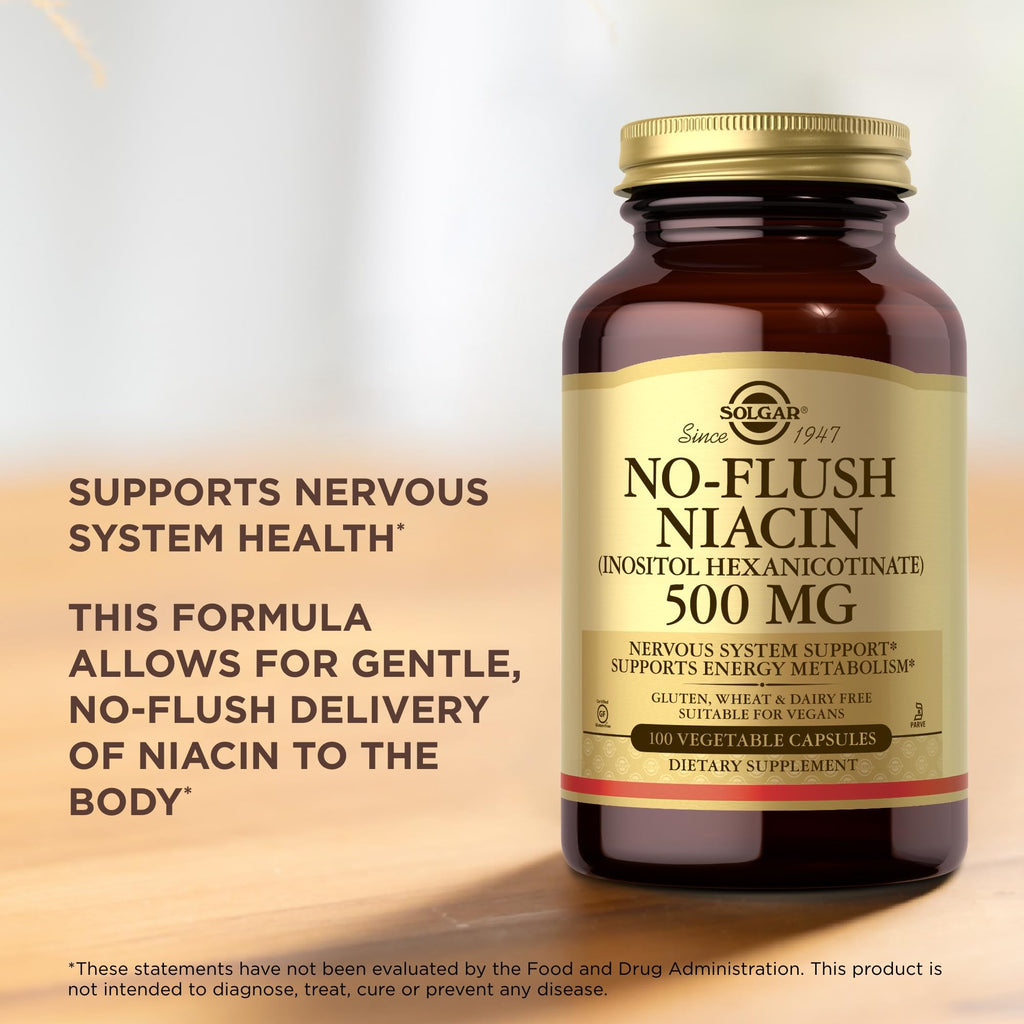 Solgar No-Flush Niacin 500 mg - 100 Veg Capsules | Energy Metabolism