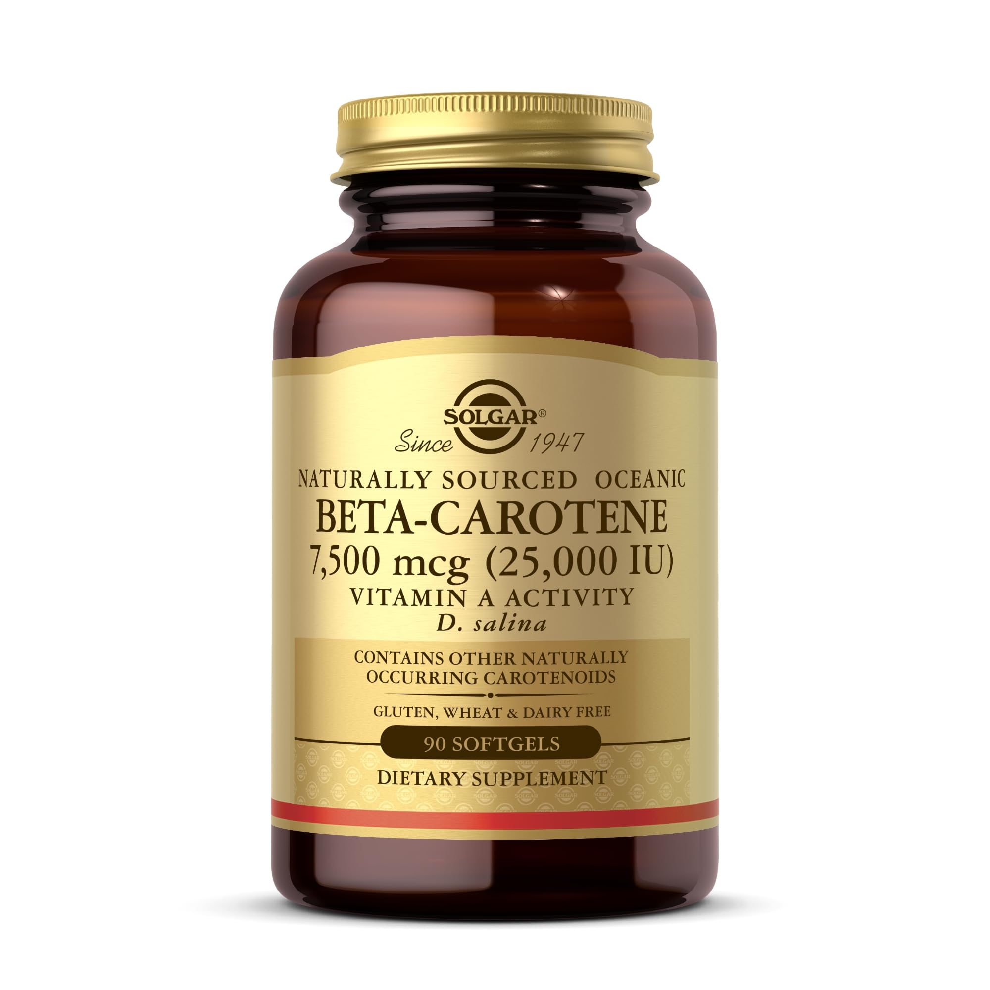 Solgar Oceanic Beta-Carotene 25,000 IU - 90 Softgels | 100% Natural Pro-Vitamin A, Gluten Free & Dairy Free