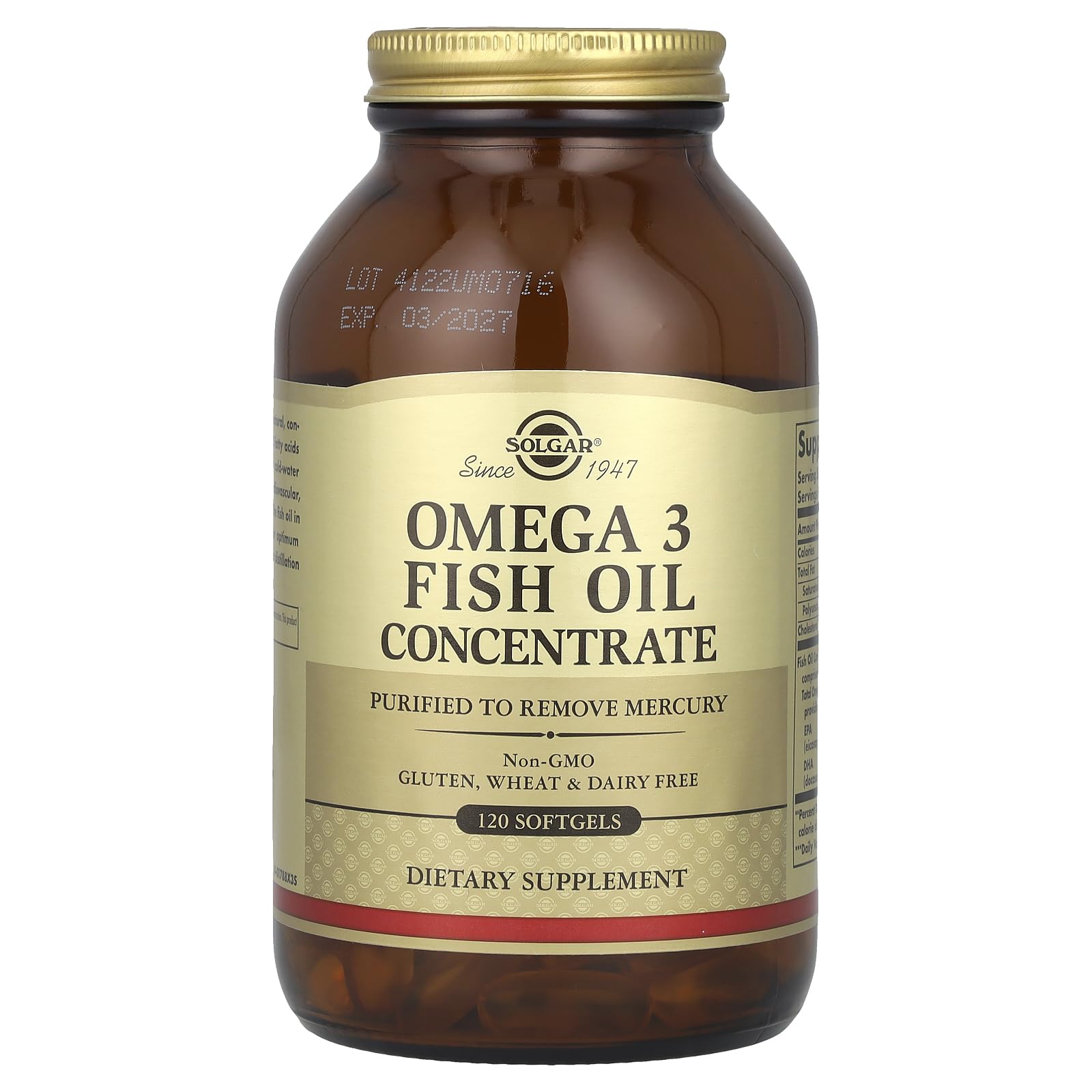 Solgar Omega-3 Fish Oil Concentrate • 120 Softgels • Joint & Metabolic Health • Gluten Free, Non-GMO, Dairy Free • 60 Servings