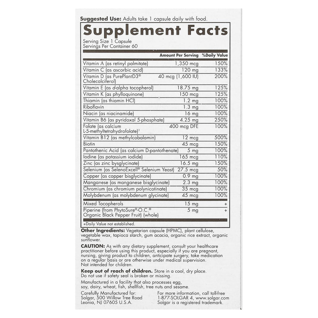 Solgar One Daily Men's Multivitamin – Highly Absorbable, 60 Servings