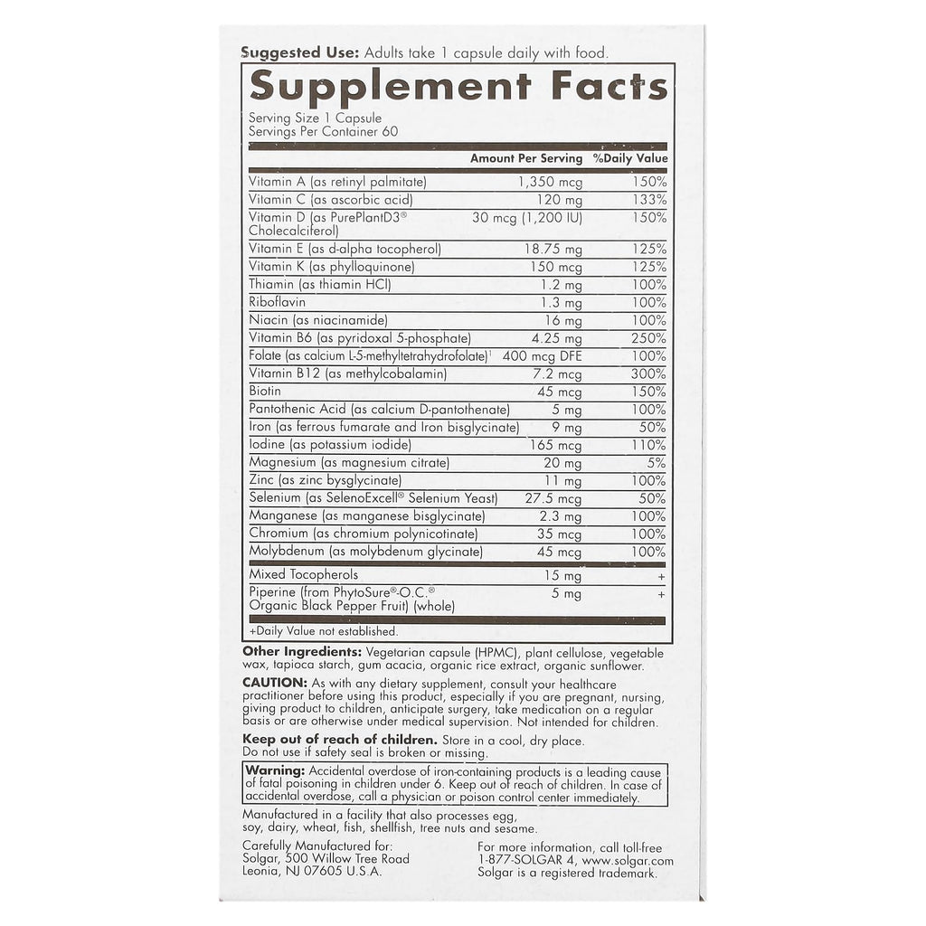 Solgar One Daily Women's Multi – Highly Absorbable Delayed-Release Multivitamin (60 Servings)