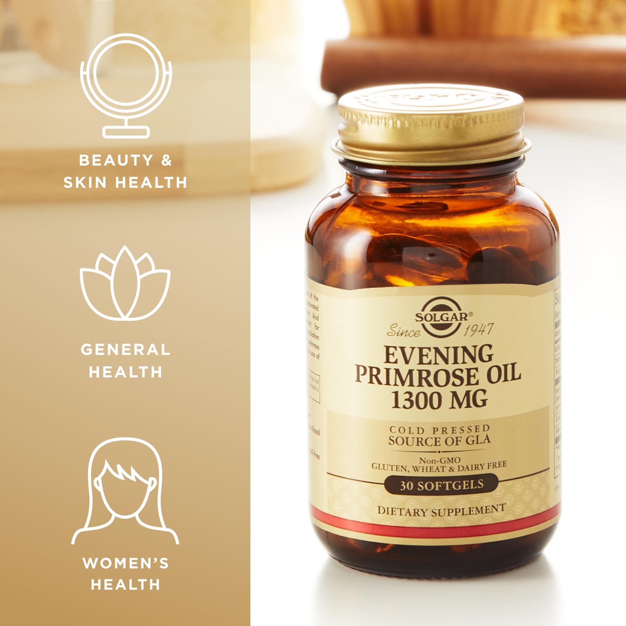 Solgar Evening Primrose Oil 1300 mg – 60 Softgels (Pack of 2) | Healthy Skin