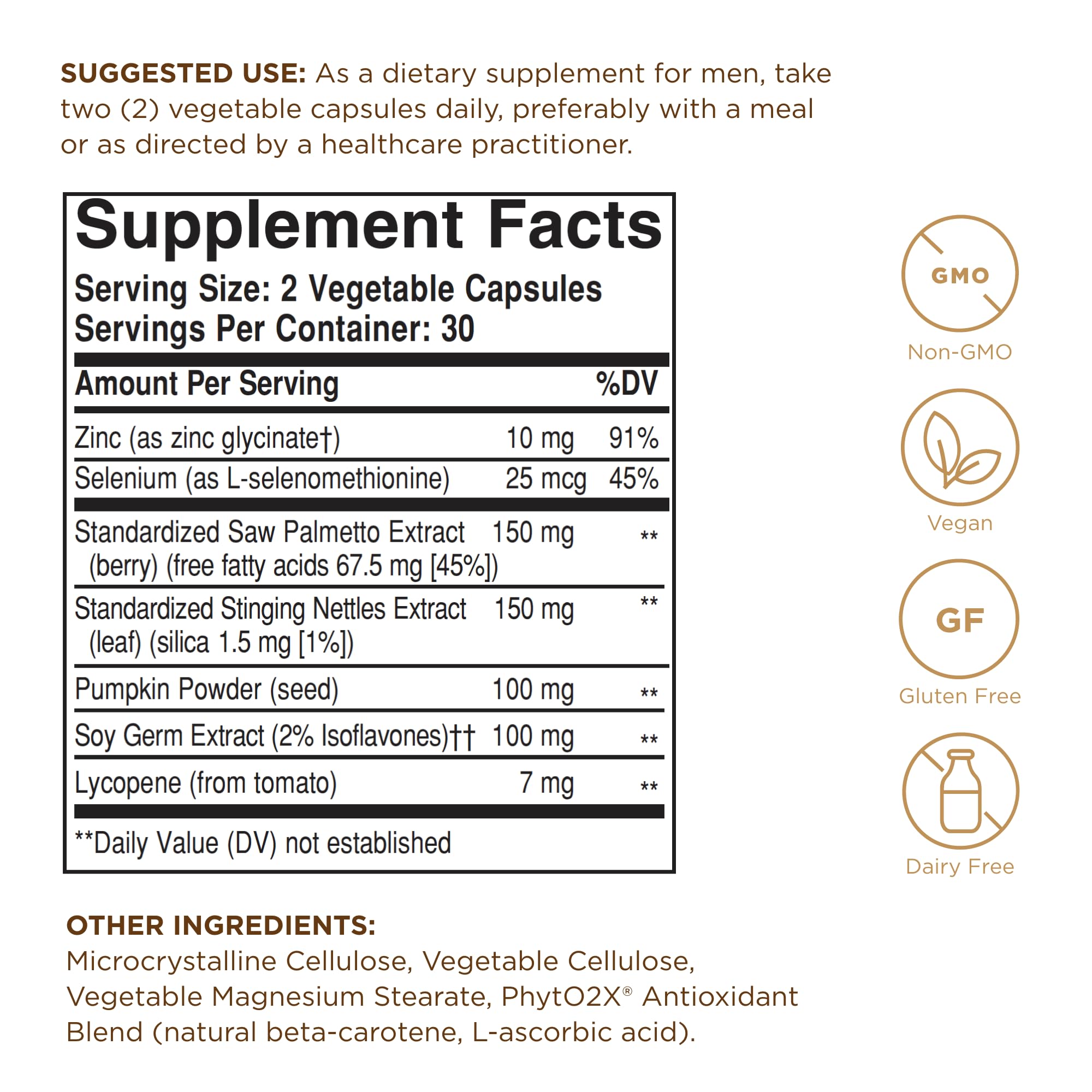 Solgar Prostate Support - 60 Veg Capsules | Non-GMO, Vegan, Gluten & Dairy Free