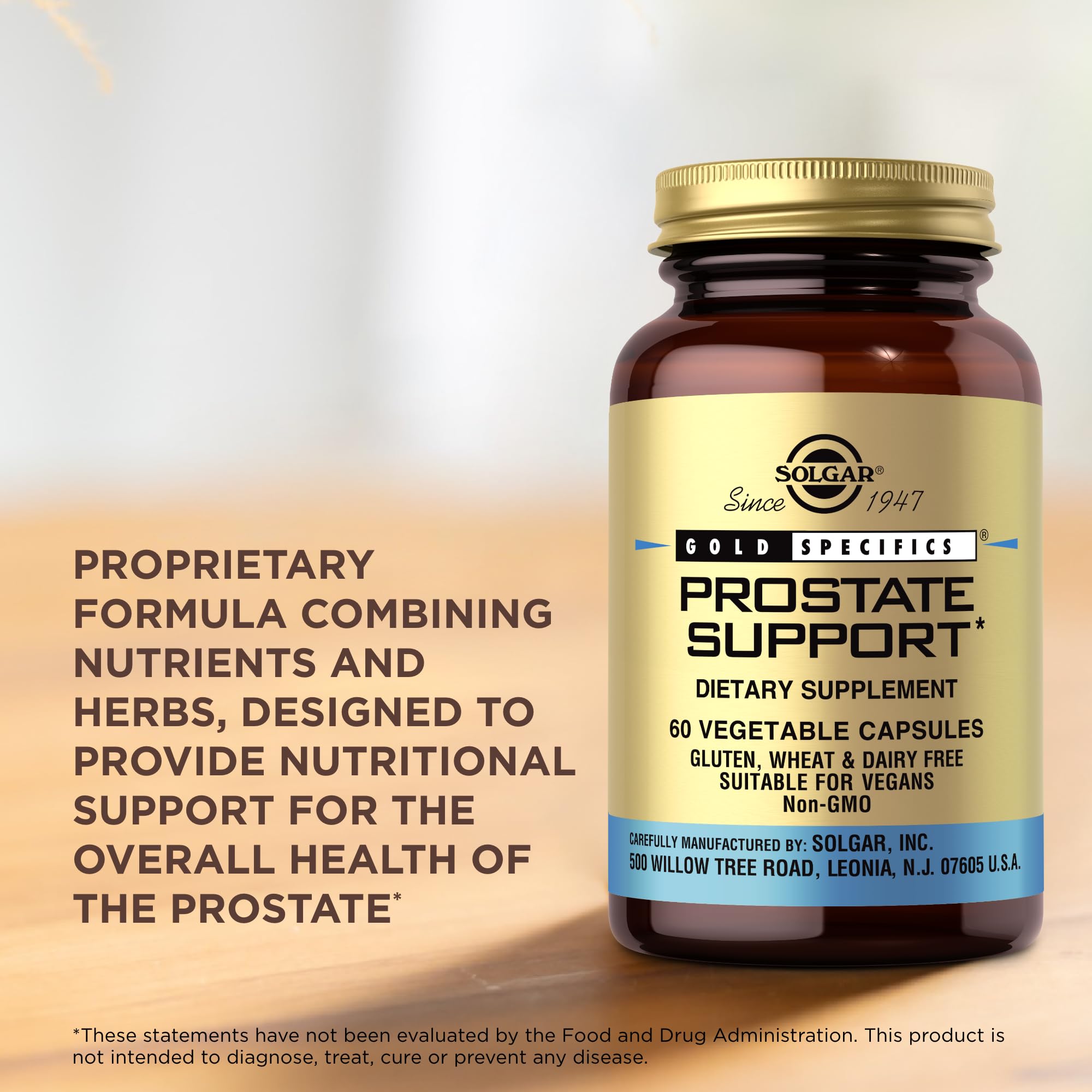 Solgar Prostate Support - 60 Veg Capsules | Non-GMO, Vegan, Gluten & Dairy Free