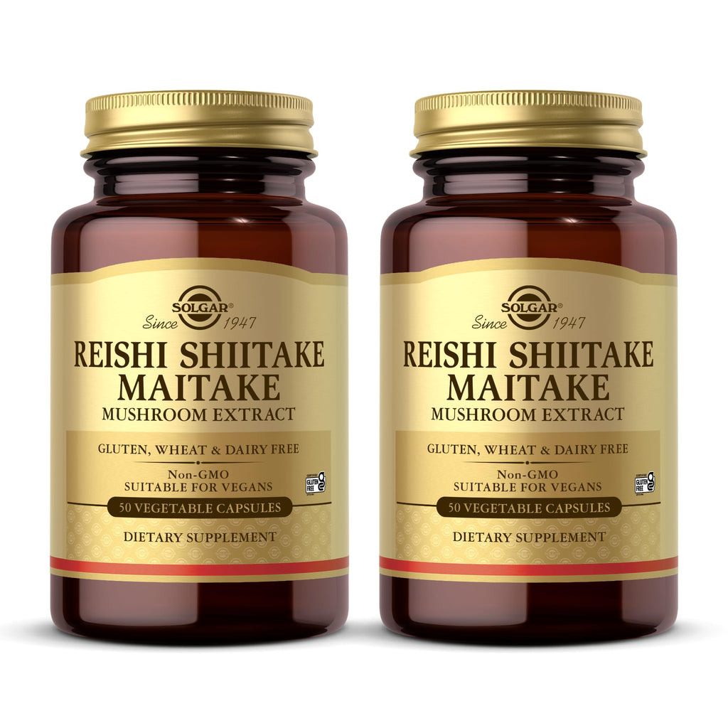 Solgar Reishi Shiitake Maitake - 50 Veg Caps | Mushroom Extract, Non-GMO, Vegan, Gluten Free