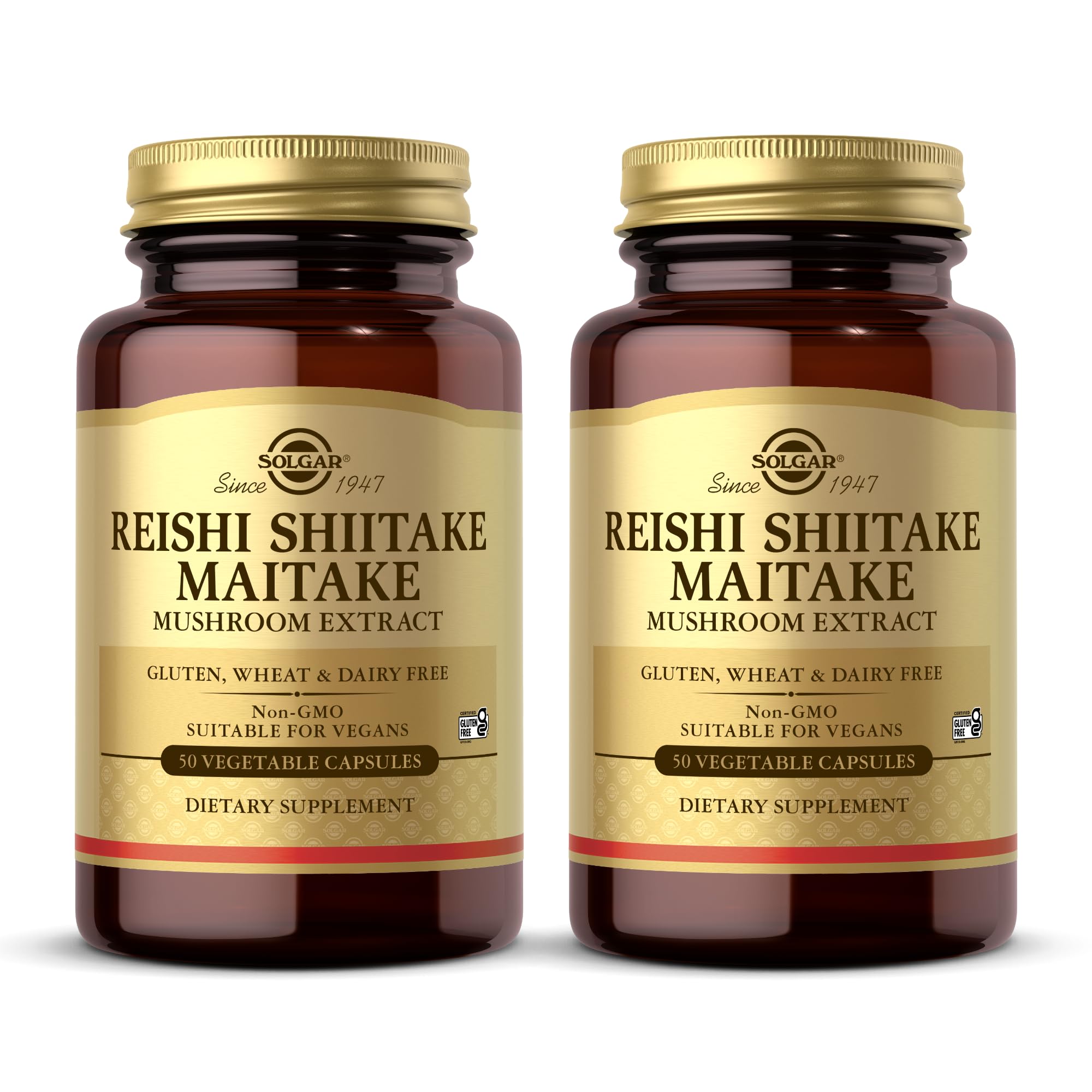 Solgar Reishi Shiitake Maitake - 50 Veg Caps | Mushroom Extract, Non-GMO, Vegan, Gluten Free