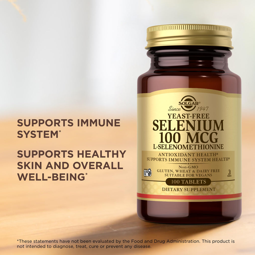 Solgar Yeast-Free Selenium 100 mcg - 100 Tablets | Antioxidant & Immune Support