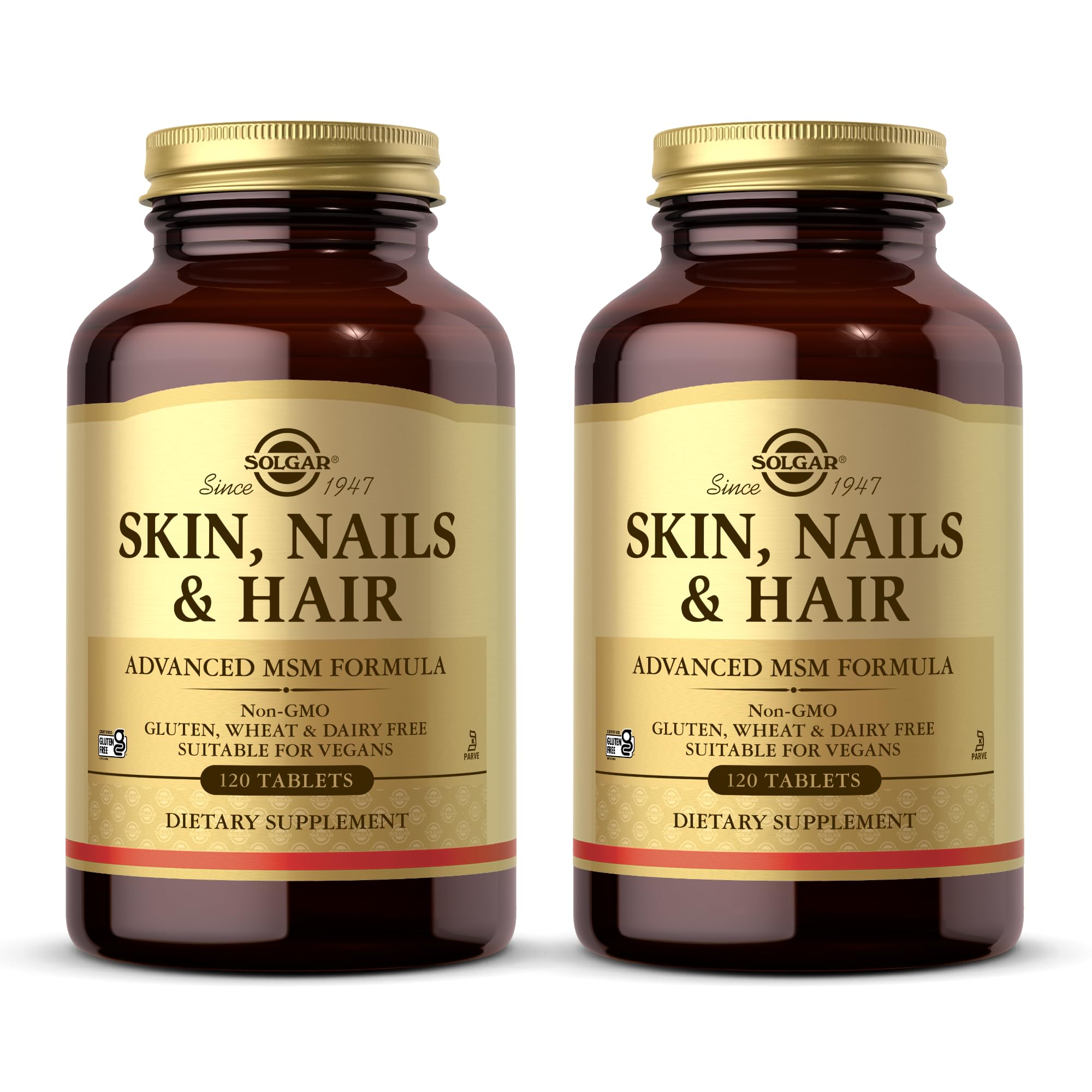 Solgar Skin, Nails & Hair - 120 Tablets Pack of 2 | Advanced MSM Formula | Non-GMO, Vegan, Gluten & Dairy Free | 120 Servings