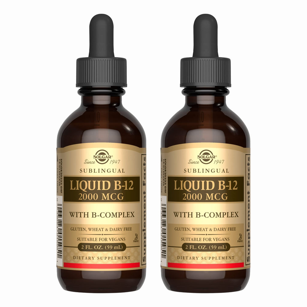 Solgar Sublingual B-12 with B-Complex – 2 fl oz (Pack of 2) | Vegan, Kosher, Gluten Free
