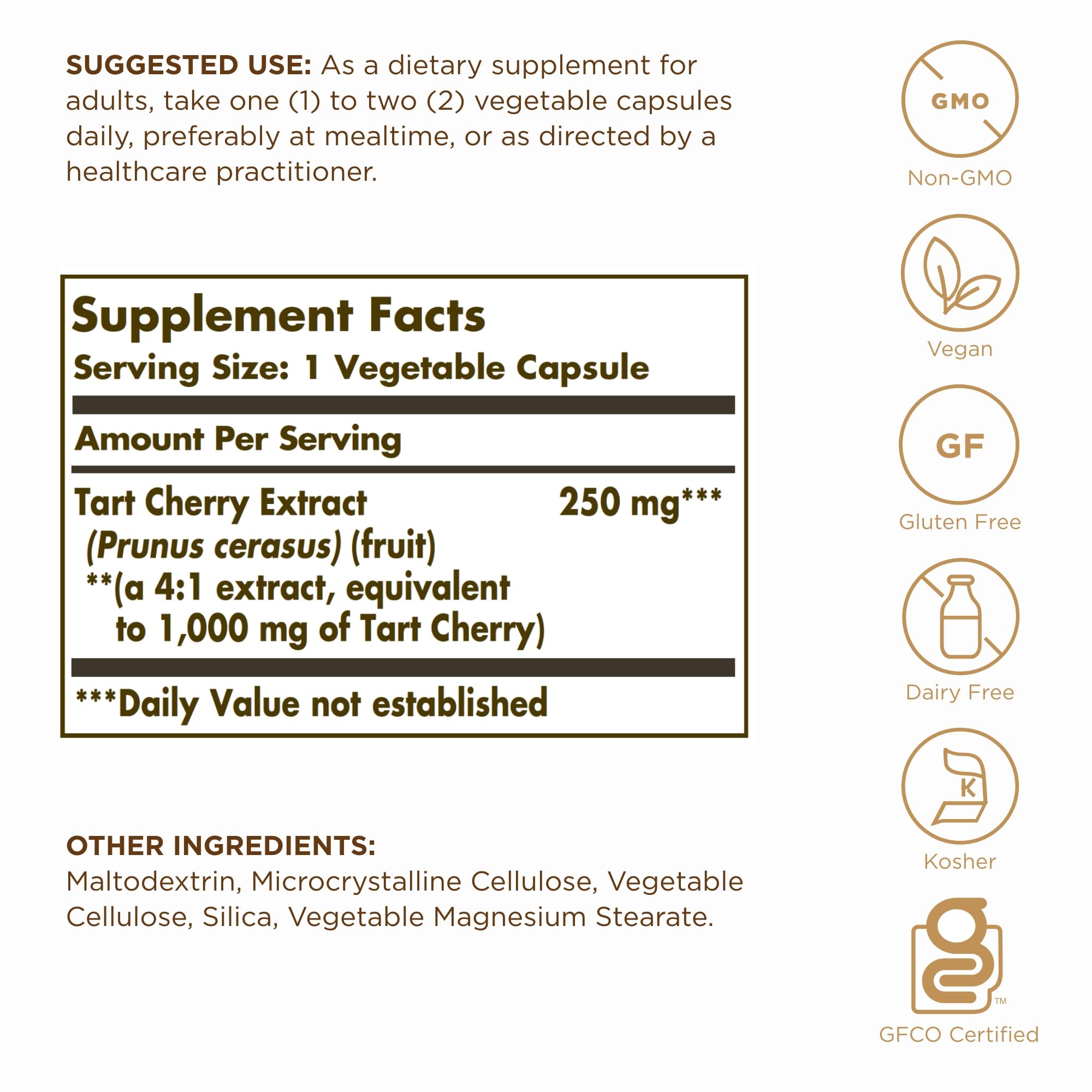 Solgar Tart Cherry 1000 mg – 180 Servings (Pack of 2, 90 Veg Capsules) | Antioxidant with Quercetin, Chlorogenic Acid & Anthocyanins