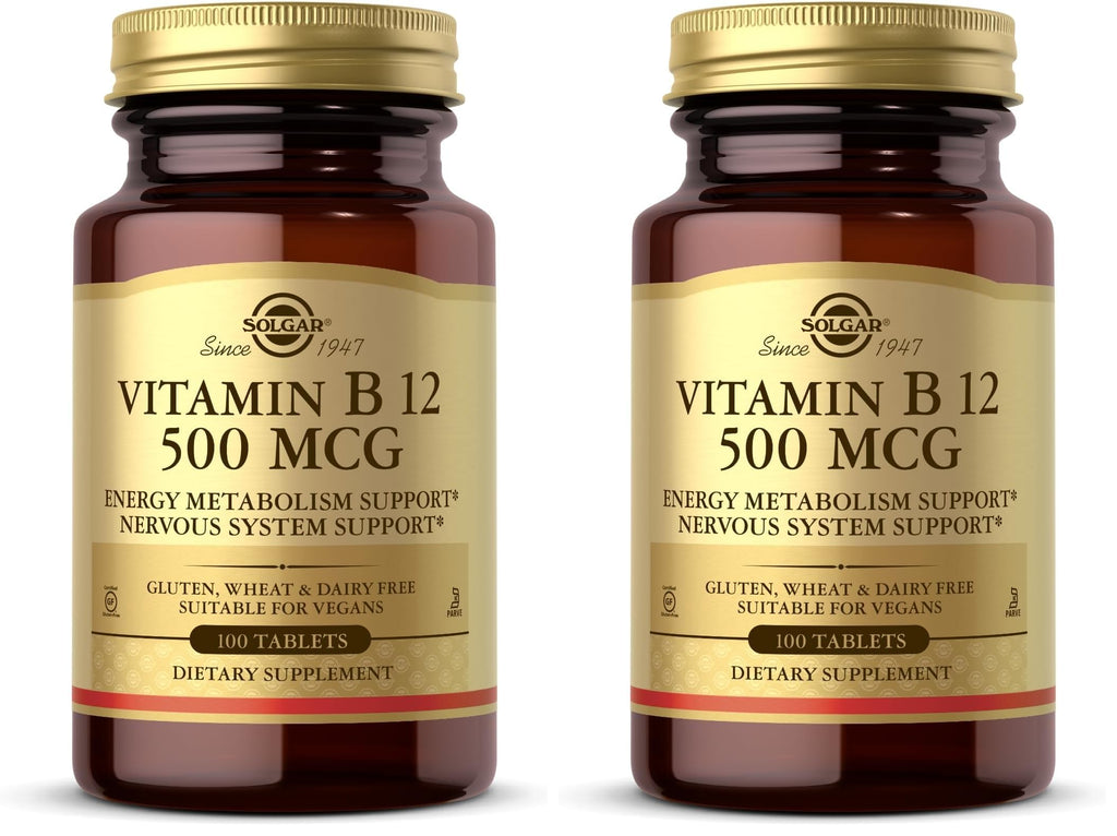 Solgar Vitamin B12 500 mcg – 100 Tablets (Pack of 2) – Vegan, Gluten Free, Dairy Free, Kosher