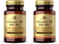 Solgar Vitamin B6 100 mg - 100 Vegetable Capsules - Non-GMO, Vegan, Gluten Free, Dairy Free, Kosher, Halal - 100 Servings (Pack of 2)