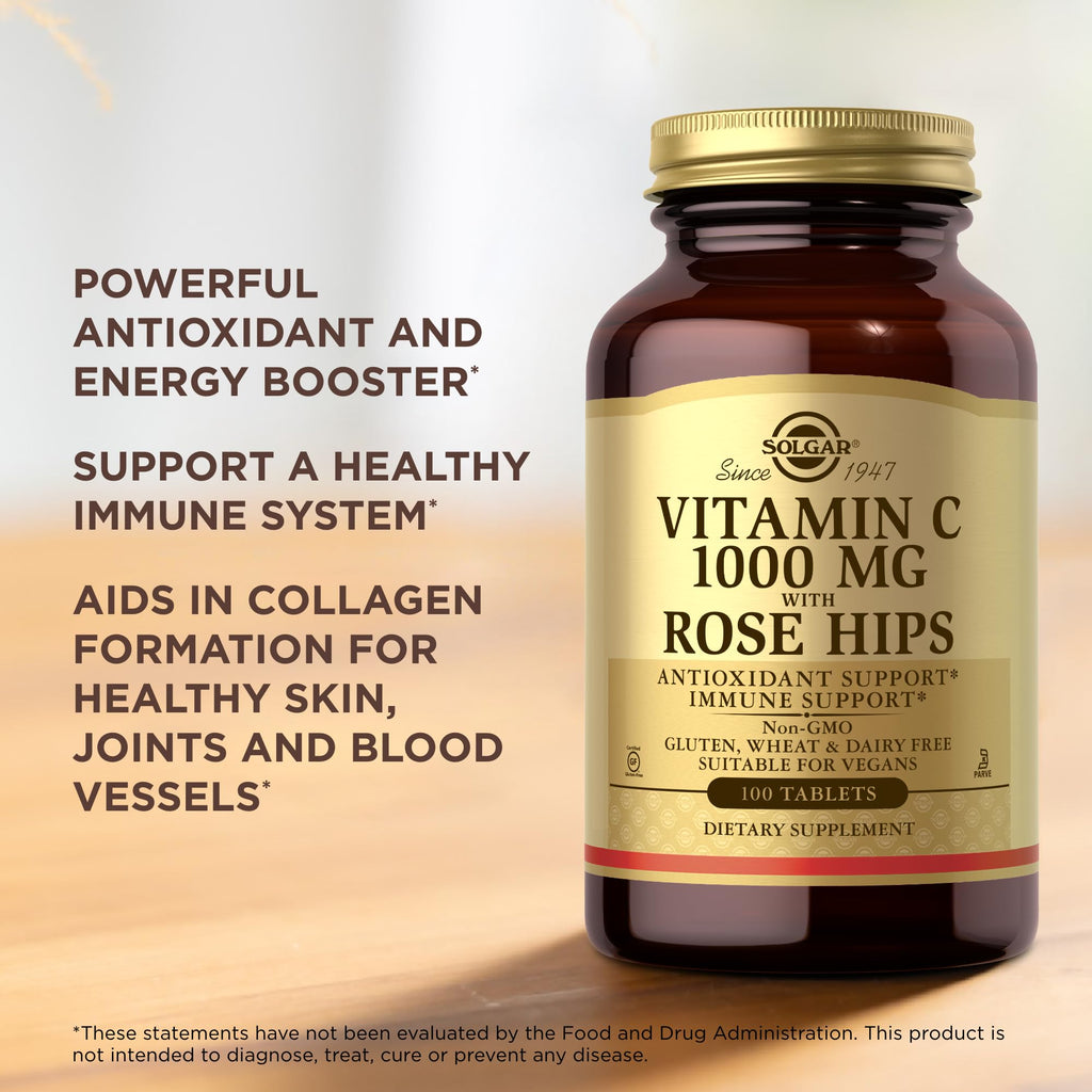 Solgar Vitamin C 1000 mg with Rose Hips – 200 Servings (Pack of 2) – Non-GMO, Vegan