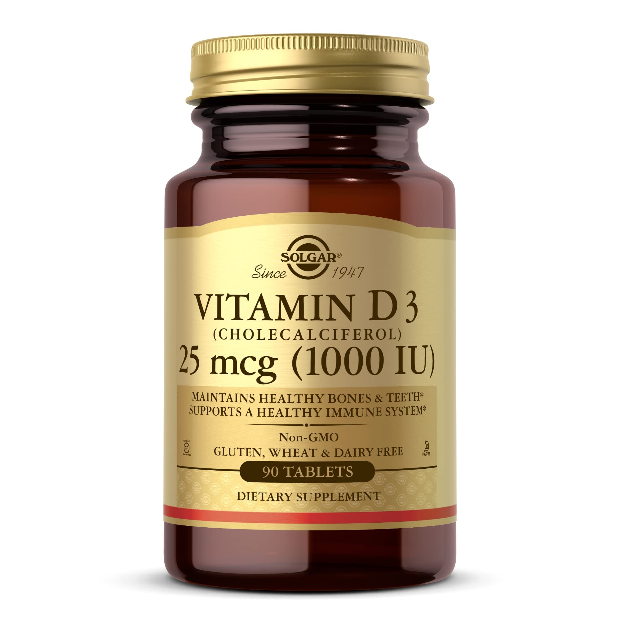Solgar Vitamin D3 (Cholecalciferol) 25 mcg (1000 IU) – 90 Tablets | Supports Healthy Bones and Immune Health