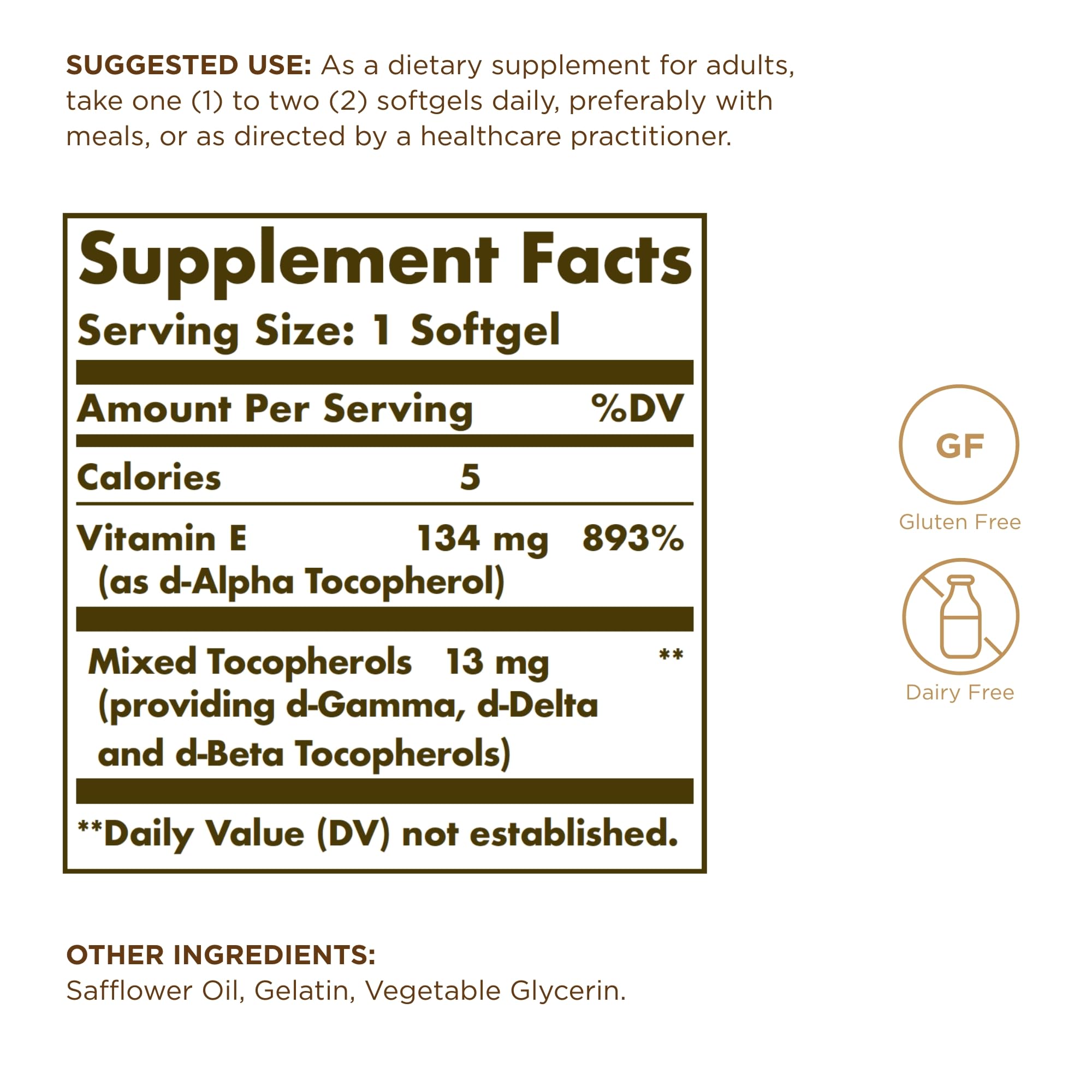 SOLGAR Vitamin E 200 IU - 100 Softgels (Pack of 2) – Natural Antioxidant & Immune Support