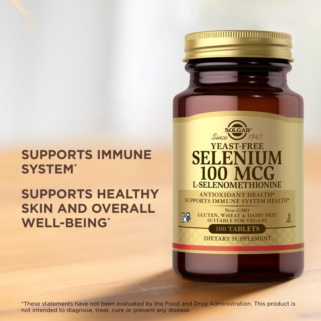 Solgar Yeast-Free Selenium 100 mcg – 100 Tablets | Antioxidant & Immune Support