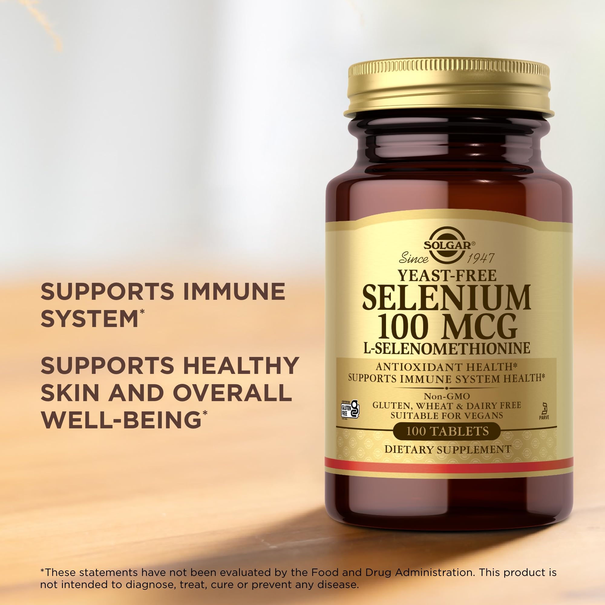 Solgar Yeast-Free Selenium 100 mcg – 100 Tablets | Antioxidant & Immune Support