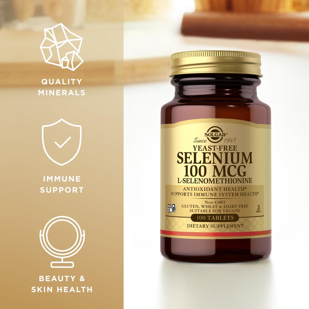 Solgar Yeast-Free Selenium 100 mcg – 4-Pack (400 Total Servings) | Gluten Free, Non-GMO, Dairy Free, Kosher