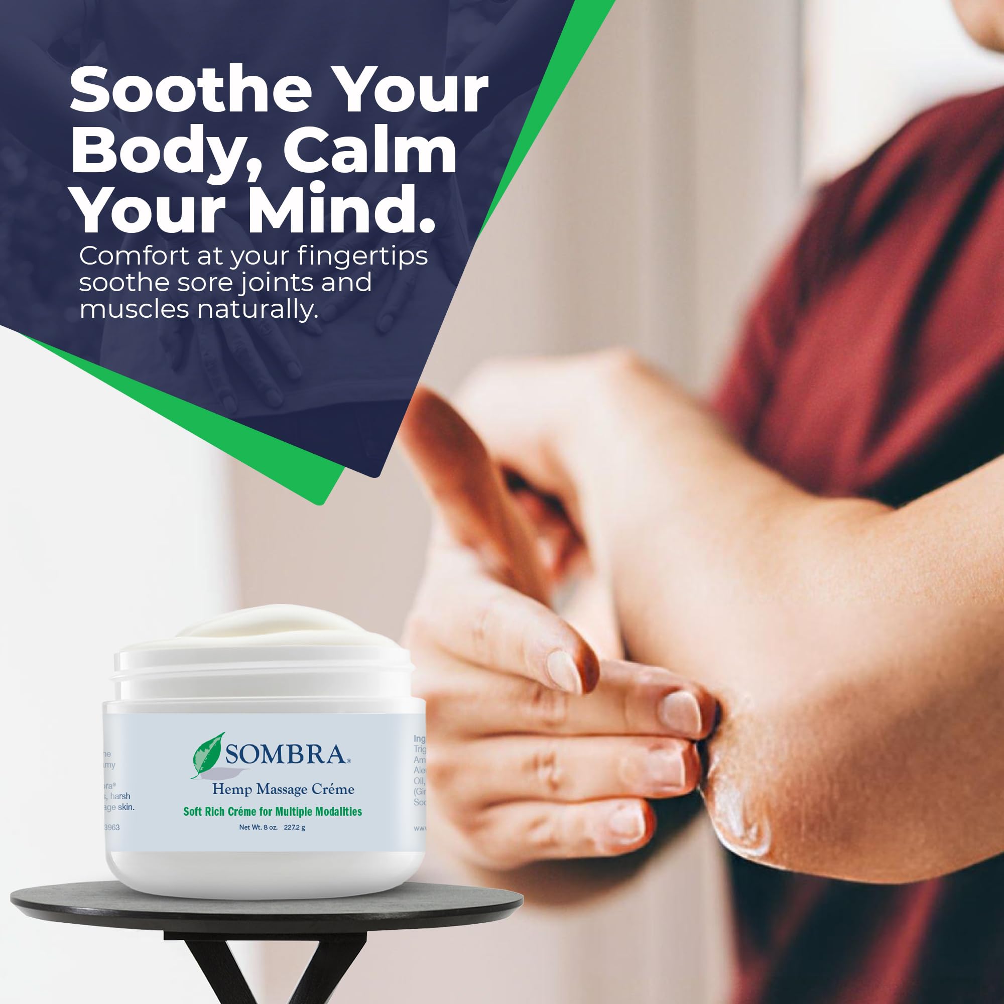 Sombra Hemp Massage Crème – Soothes Sore Muscles (8oz)
