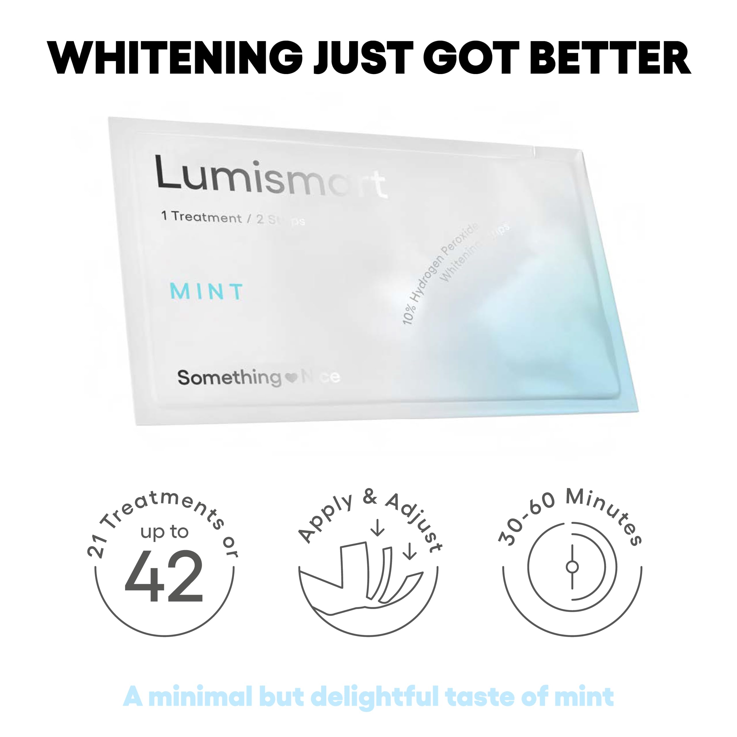 Something Nice Lumismart Whitening Strips – Dentist-Designed, Enamel-Safe, Mint