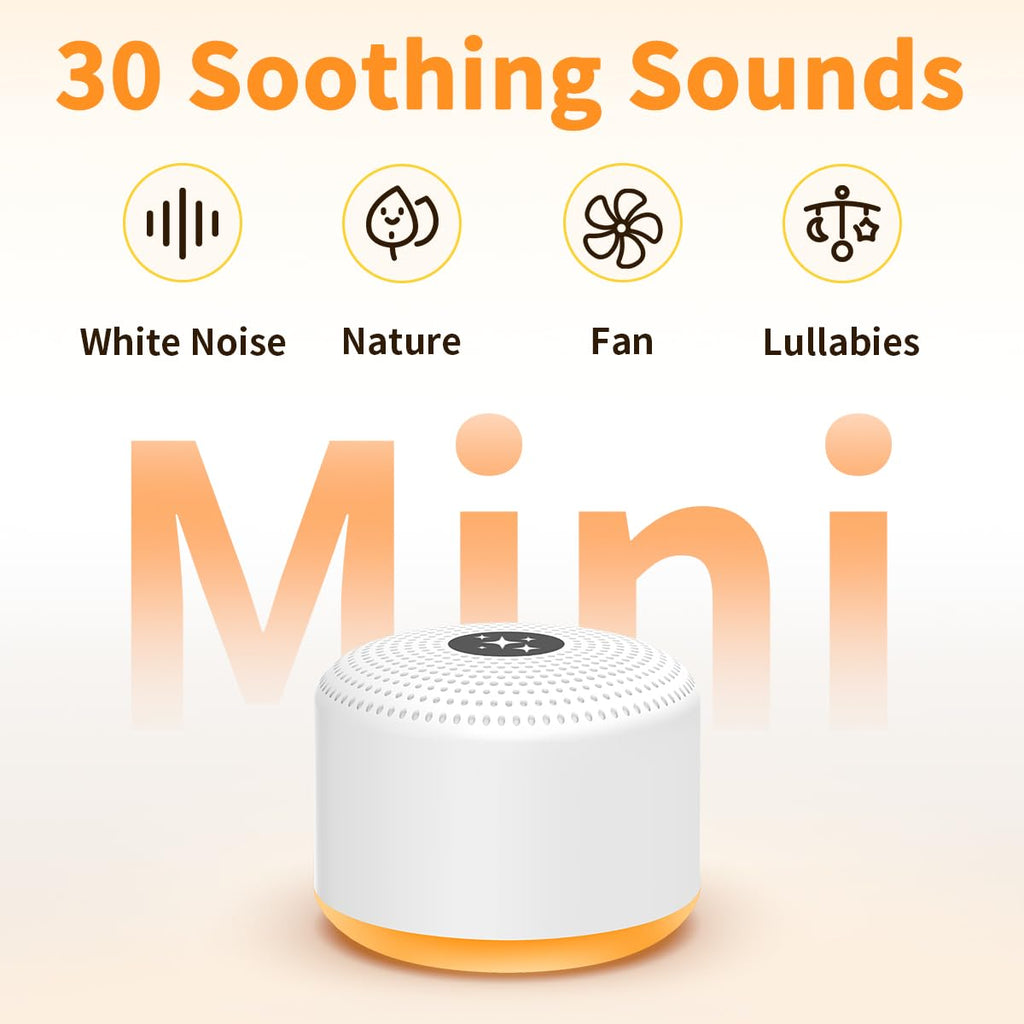 Soothing Sounds White Noise Machine — 30 Sounds, 12 Color Lights, 5 Brightness Levels, 32 Volume Levels, 4 Timers