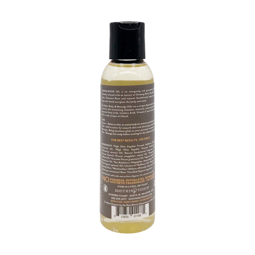 Soothing Touch Organic Sandalwood Bath, Body & Massage Oil – 4 fl oz