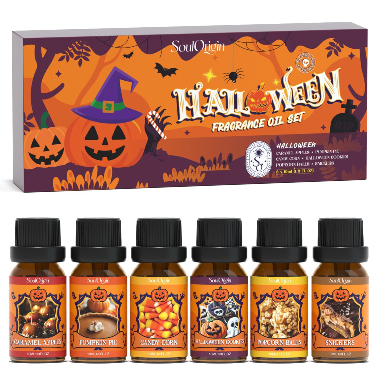Soulorigin Halloween Fragrance Oils Set – Essential Oils for Diffuser, Candles & DIY Halloween Crafts