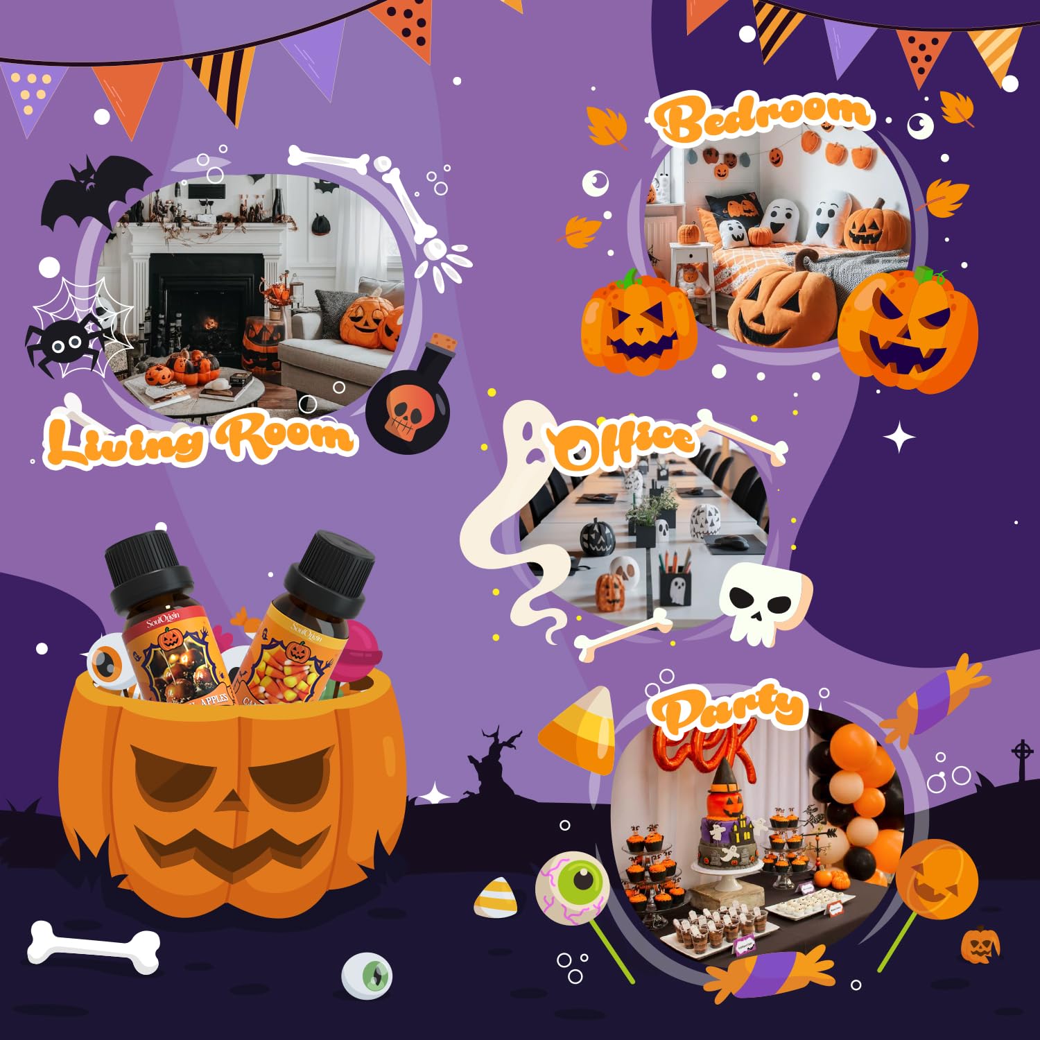 Soulorigin Halloween Fragrance Oils Set – Essential Oils for Diffuser, Candles & DIY Halloween Crafts