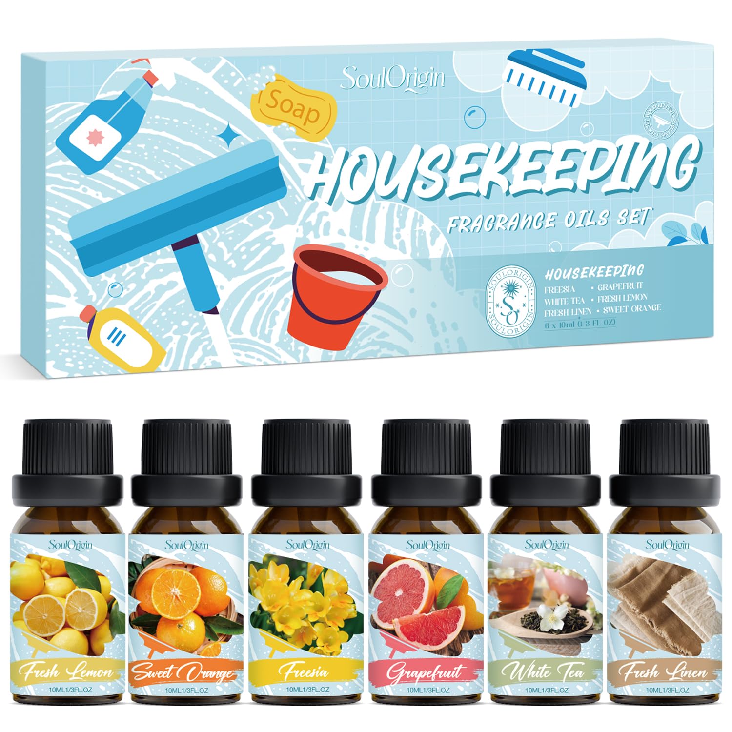 Soulorigin Housekeeping Fragrance Oils Set | Diffuser Essential Oils Gift