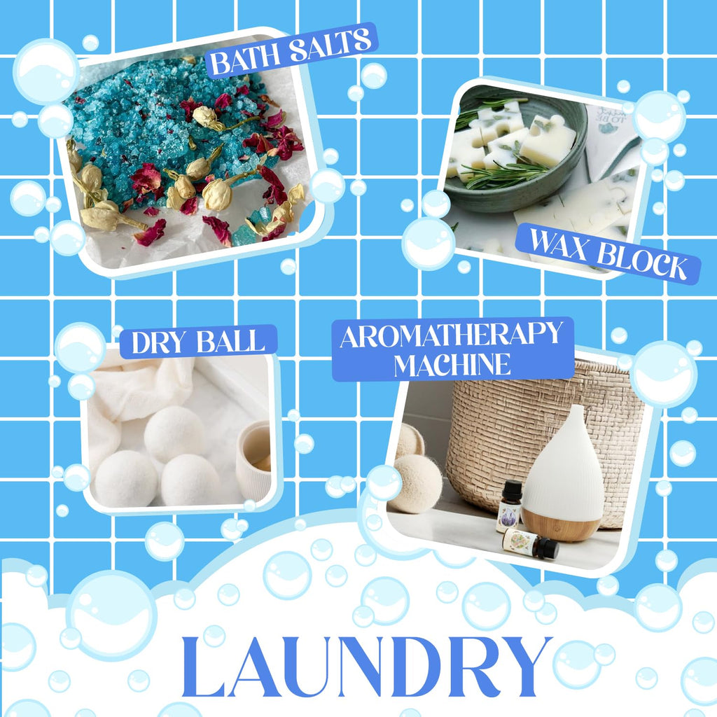 Soulorigin Laundry Fragrance Oils Set – Essential Oil Gift for Diffusers & Dryer Balls (Chamomile, Fresh Cotton, Sage, Cedar, Lavender, Cherry Soap)