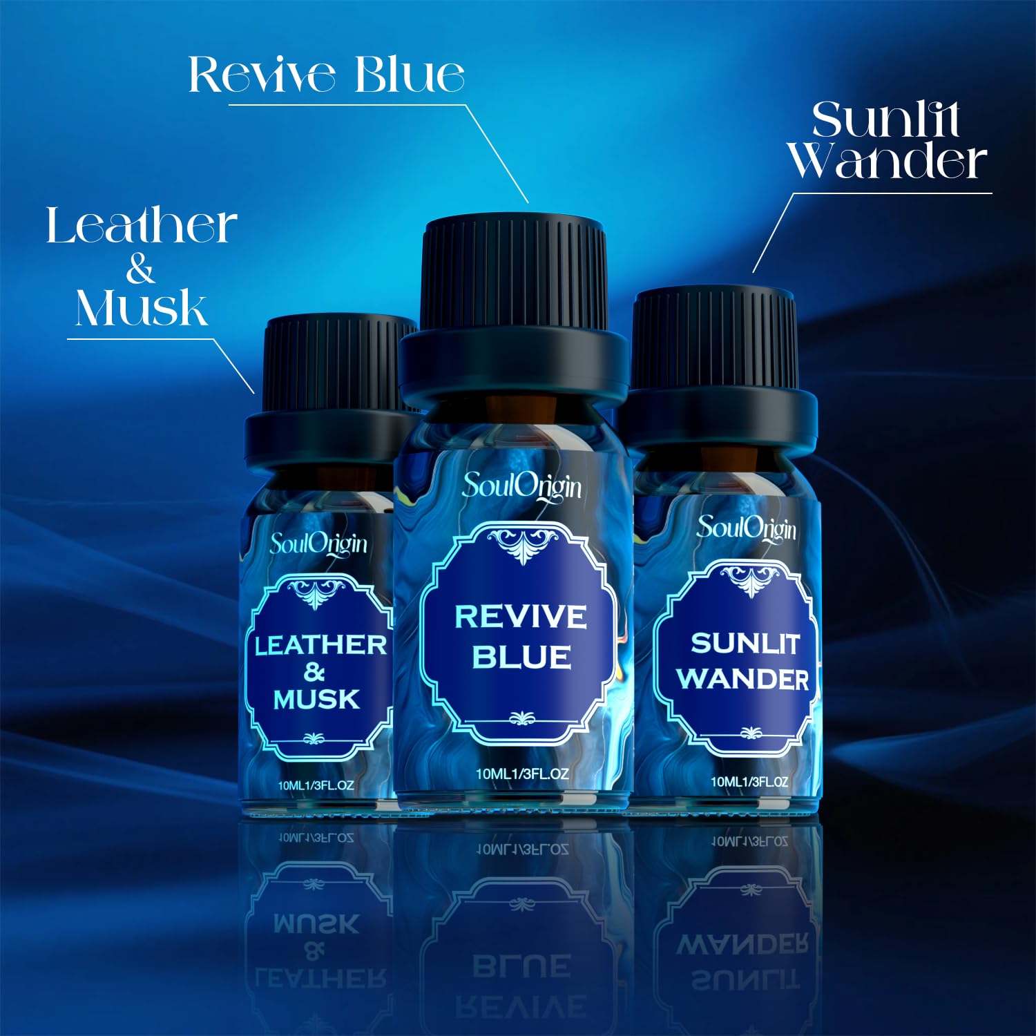 Soulorigin Cologne Fragrance Oils Set – Leather & Musk, Revive Blue, Sunlit Wander, Gentleman's Blend, Night Code, Cologne