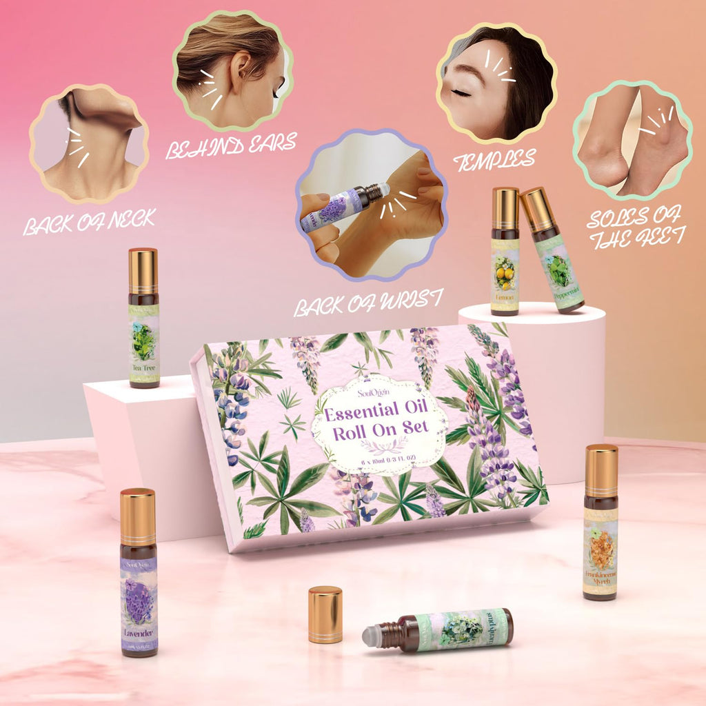 SoulOrigin Essential Oil Roll-On Set – 6 Natural Aromatherapy Oils